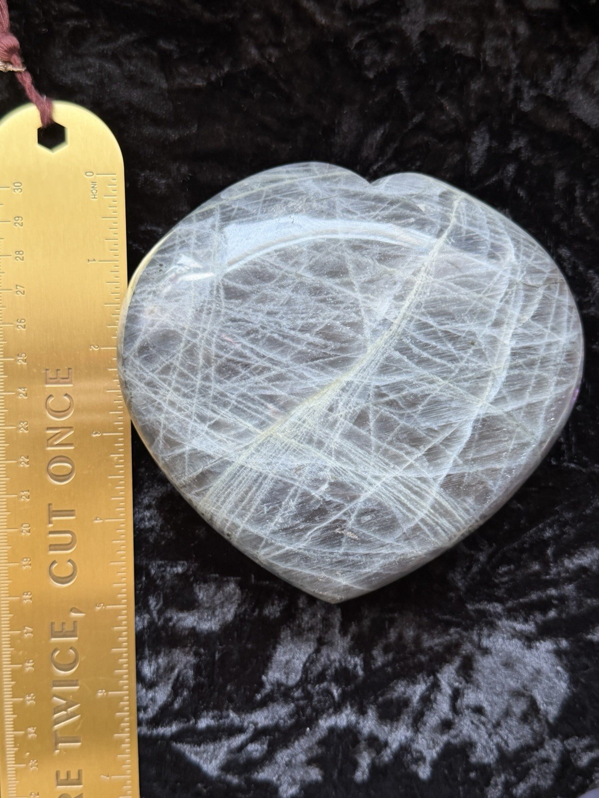 5.15” Large Purple Pink Orange Flash Labradorite Crystal Heart 1100 Grams