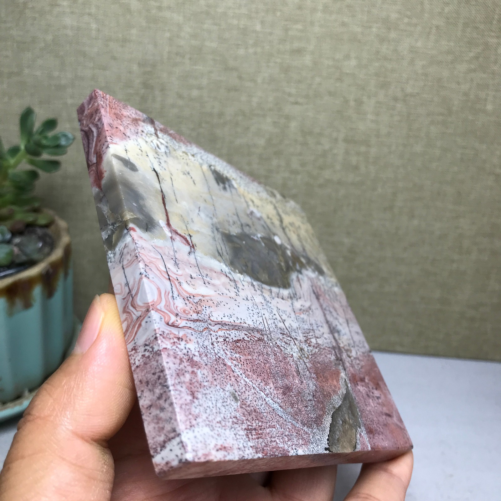 Natural Chinese painting stone crystal ornaments for home decoration 257g A5305