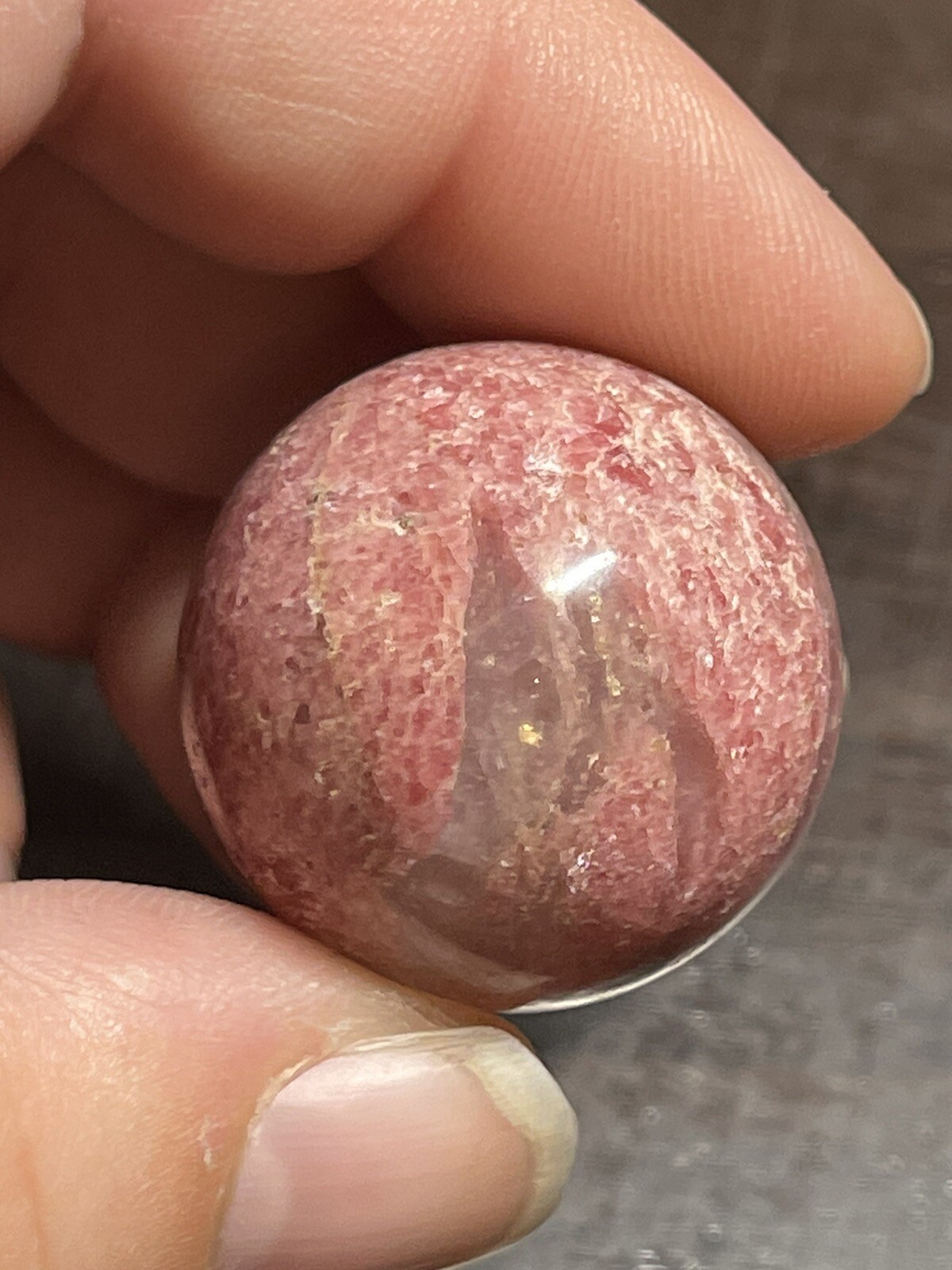 Rhodonite and Quartz Mini Sphere Ball Orb Marble Crystal 26.1mm 30g