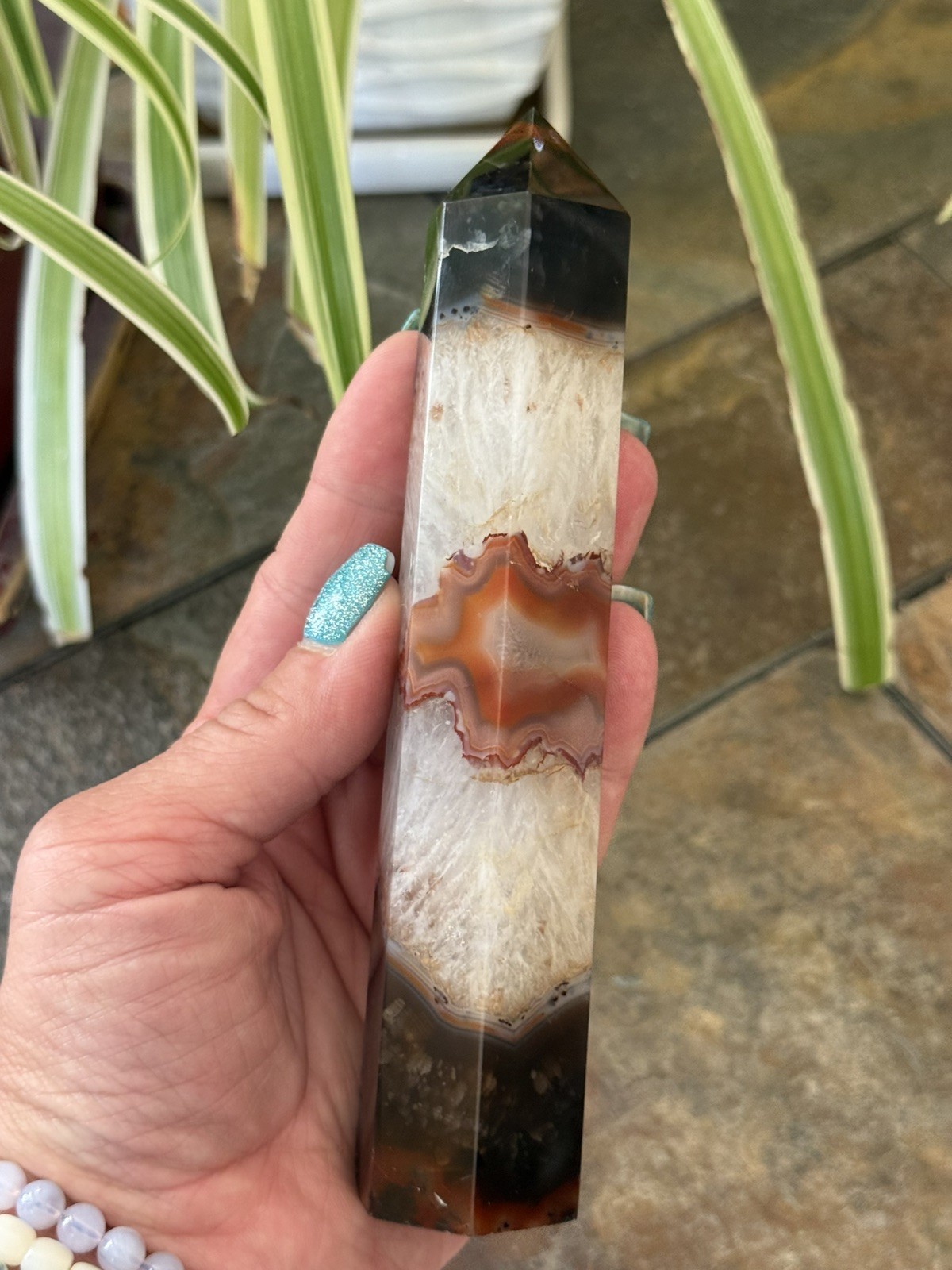 Carnelian in Quartz Crystal Tower, Collectors, 6”, Brazil, gift,