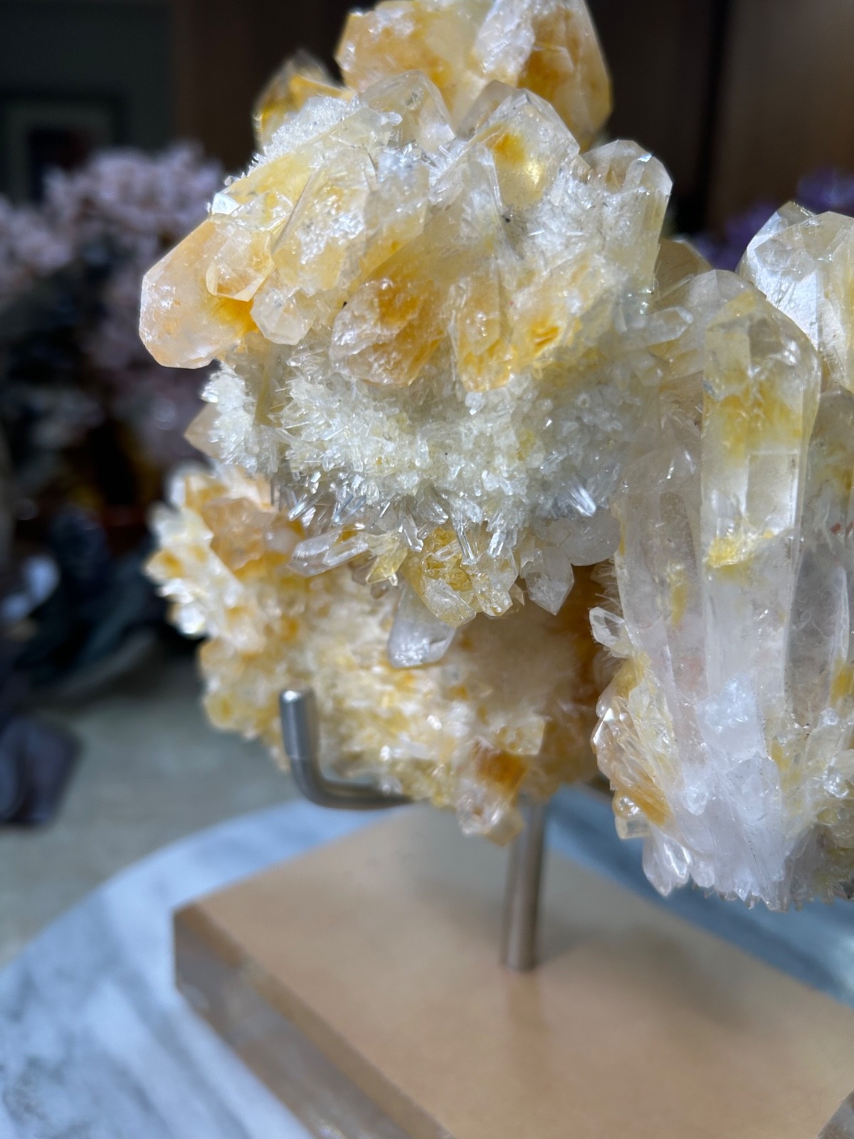 Mango Quartz Specimen Freeform on custom acrylic stand big