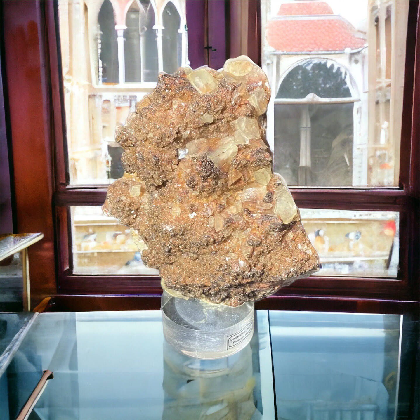 DOG TOOTH CALCITE SCULPTURE LUCITE BASE Crystal Specimen on Lucite