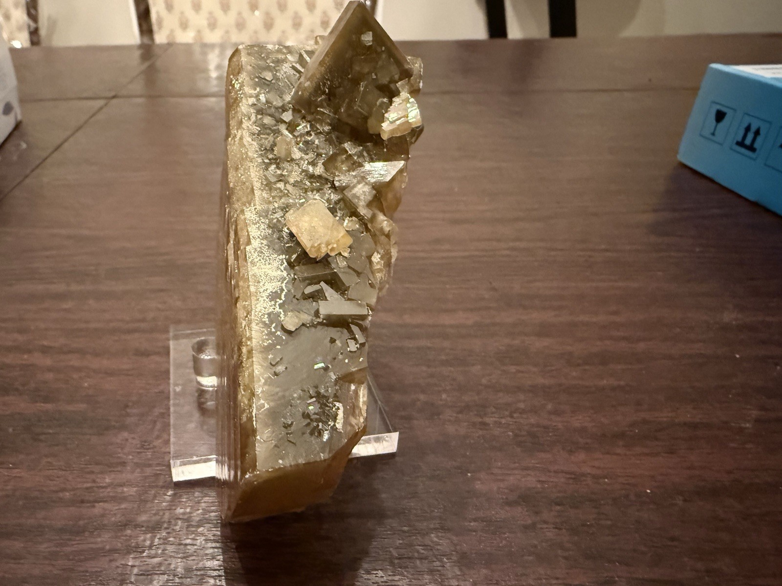 Golden Barite China 2+ Pounds Mineral Specimen With Stand