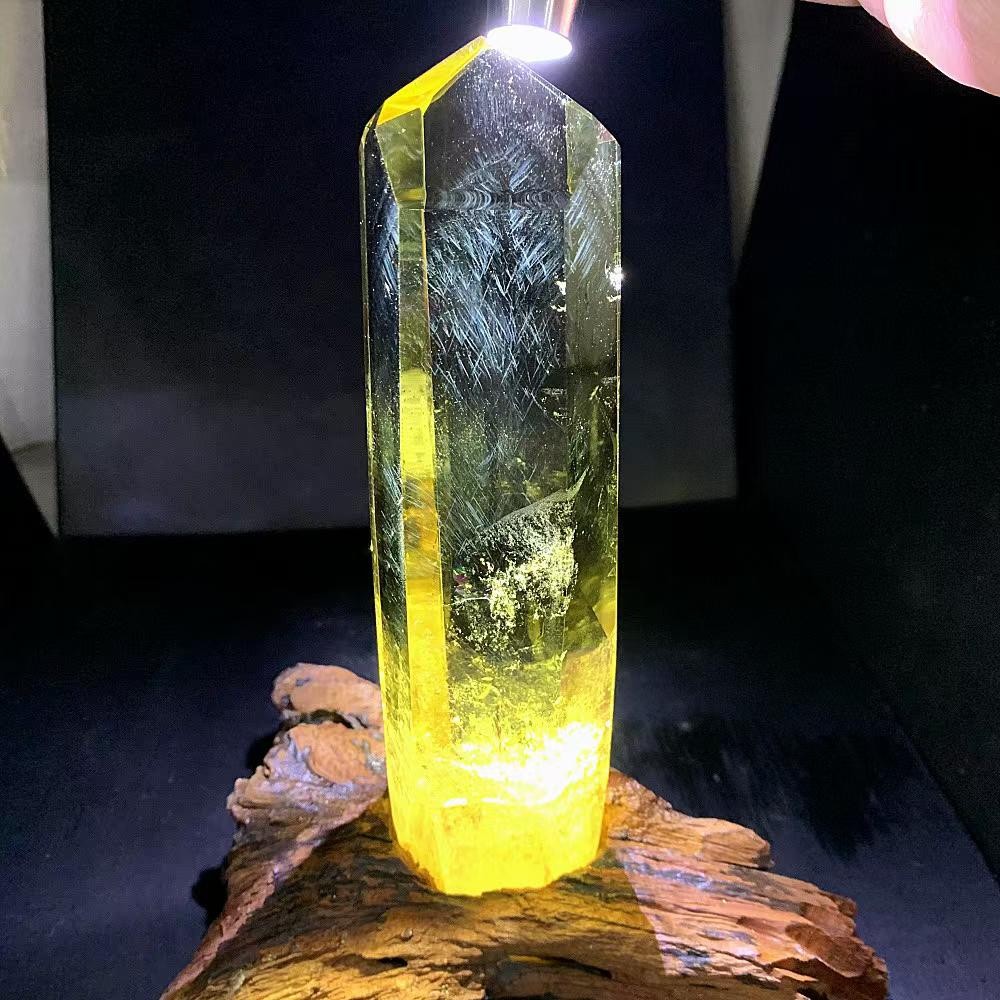 1.57LB Natural Citrine Quartz Obelisk Energy Crystal Tower Point Reiki+Stand