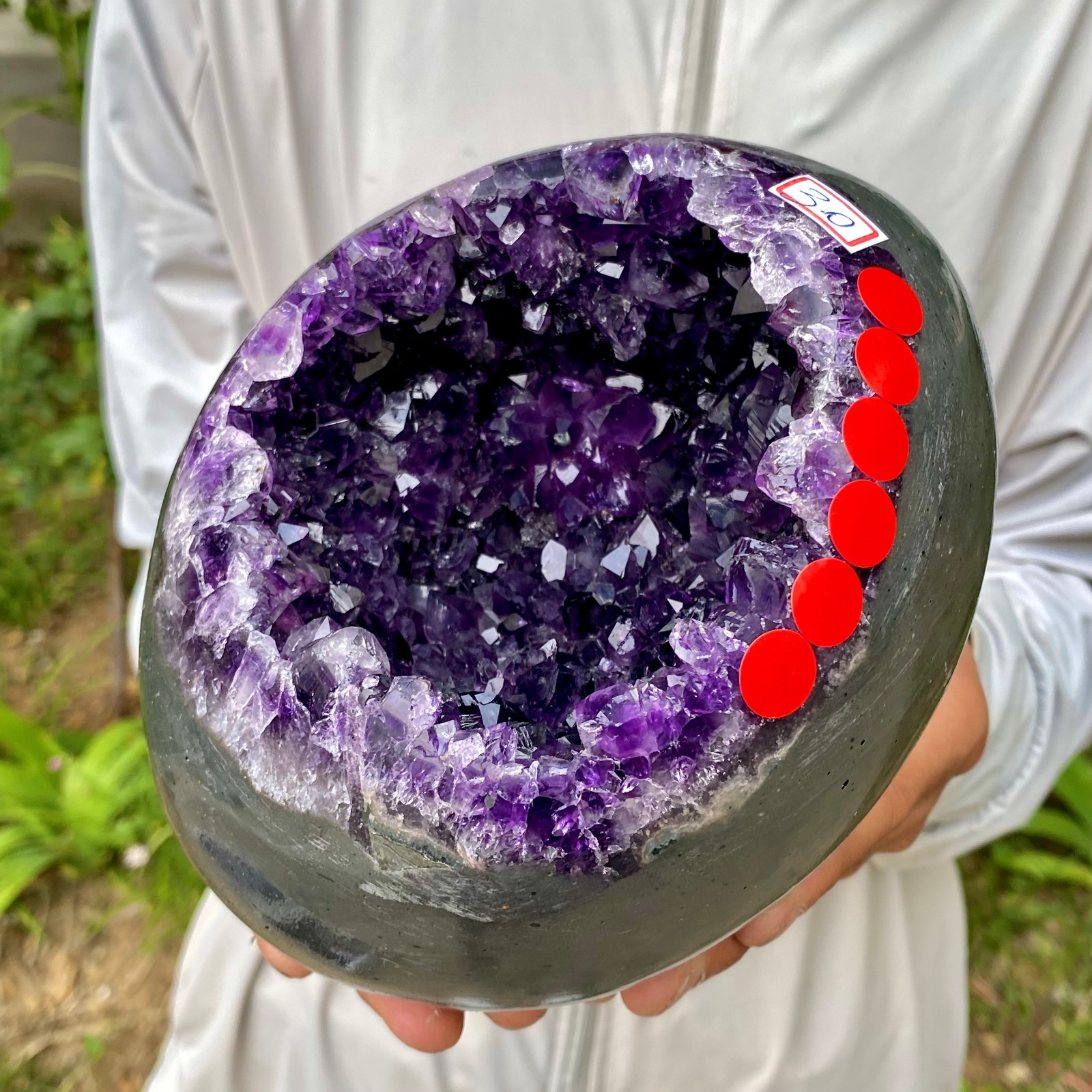 6.59LB High quality Natural Amethyst geode quartz crystal Dinosaur egg healing