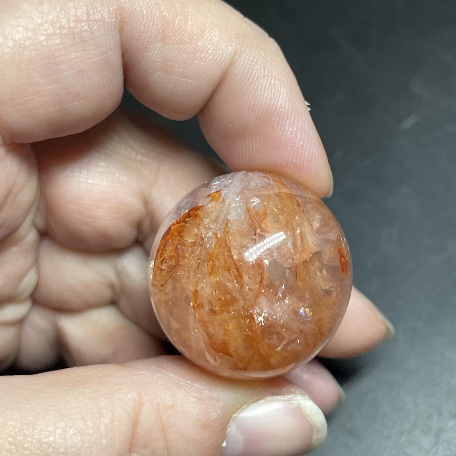 Fire Quartz Hematoid Crystal Sphere Ball Mini Sphere Marble 27.8mm