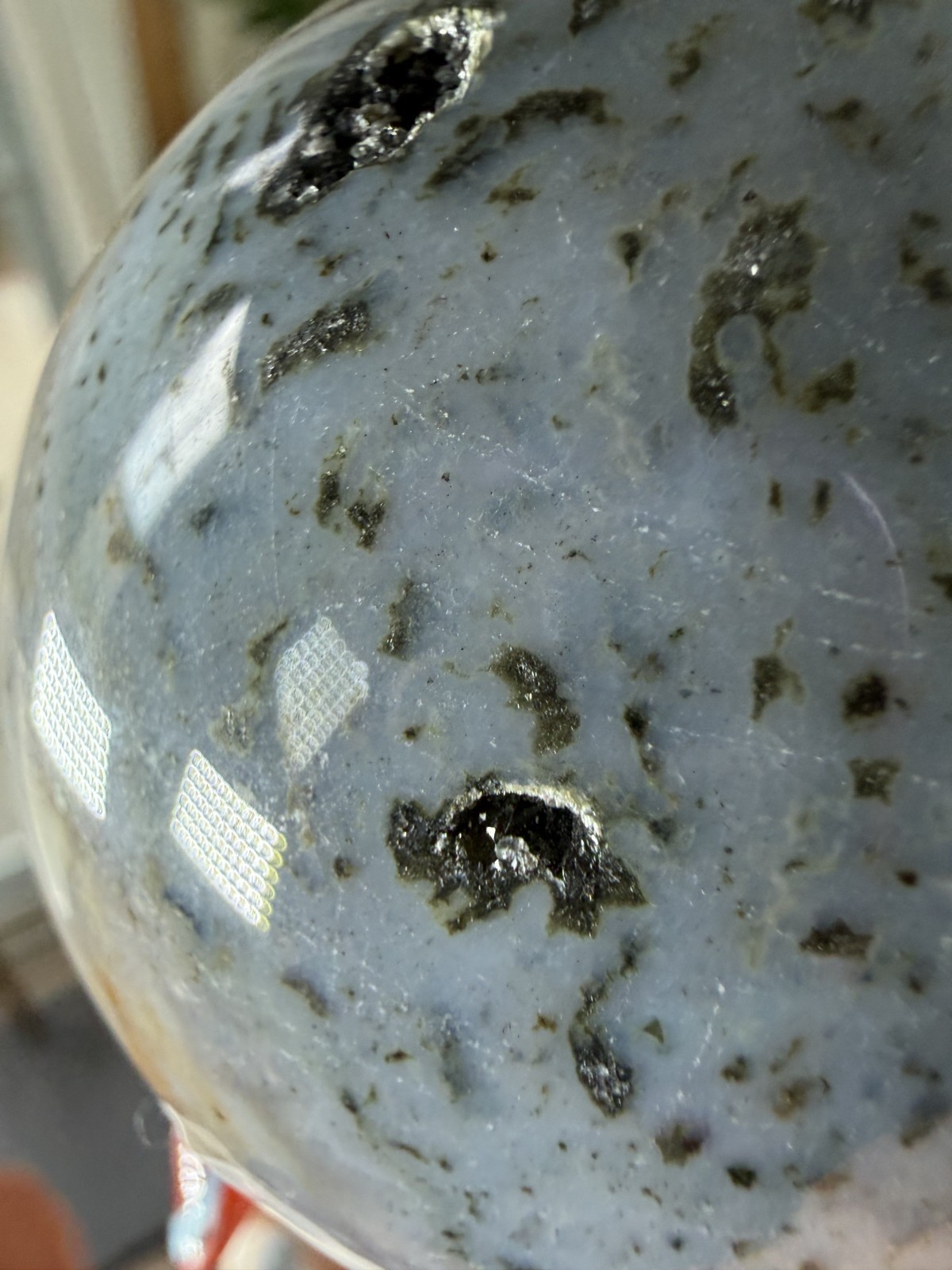 8th Vein Ocean Jasper Sphere – Blue, White, Brown & Green Orbs – 11.43 oz