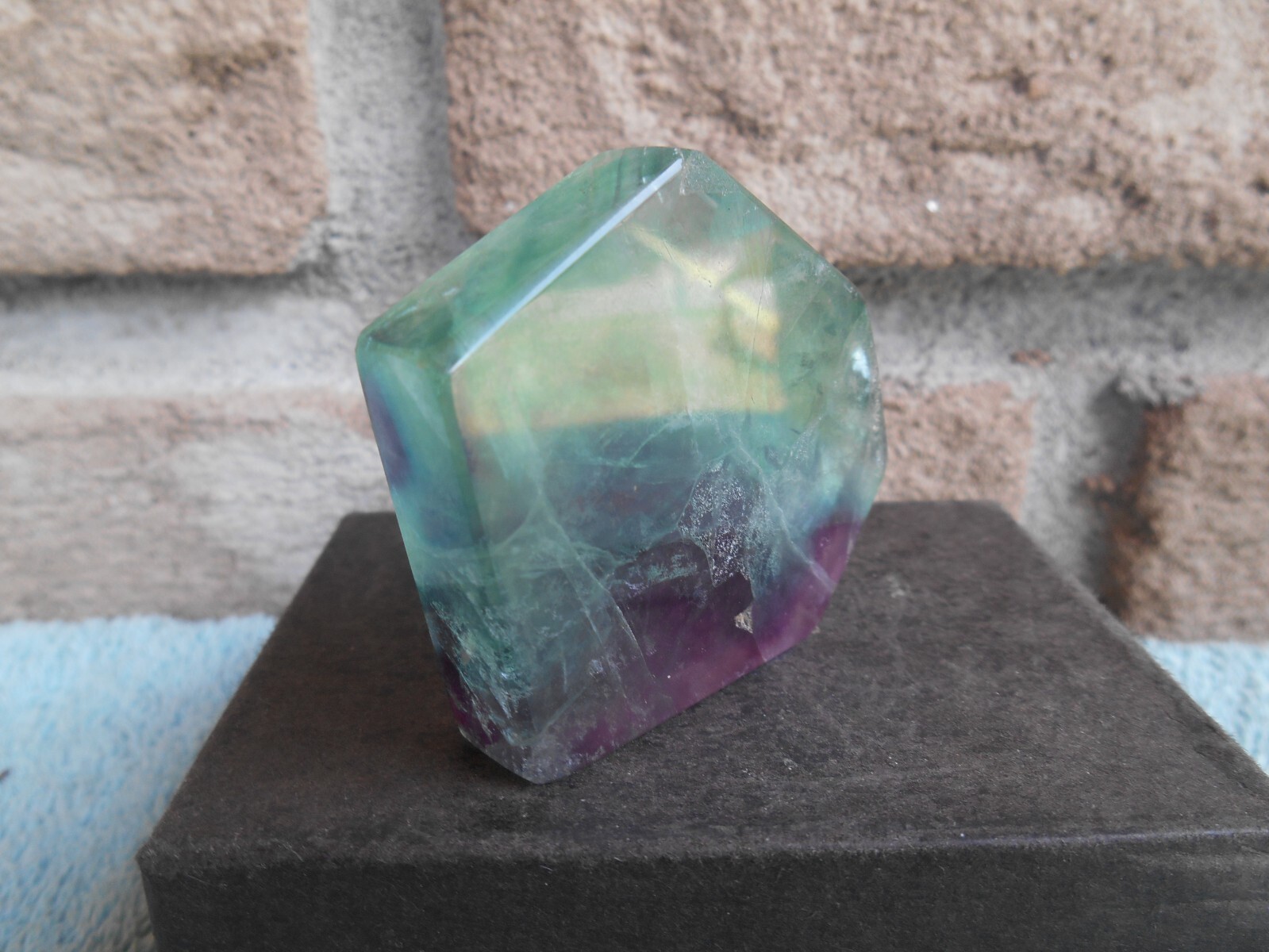 FLOURITE POLISHED POLYGON SLAB QUARTZ STONE 1-9/16″ TALL X 5/16″ THICK