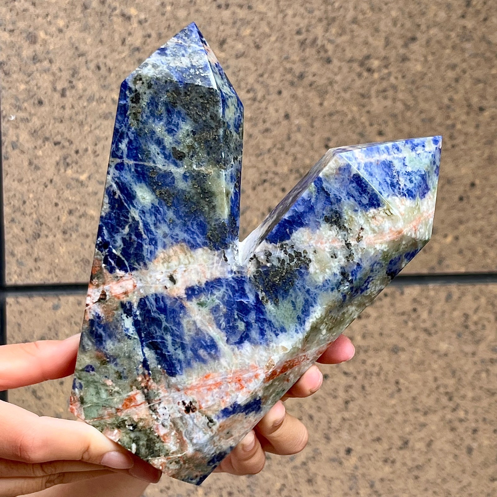 Blue Sodalite Double Terminated Point Crystal Specimen Mineral Display 3.5 lb