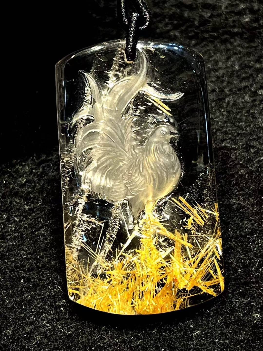 47*27*8mm A++ Natural Gold Rutilated Quartz Titanium Crystal Pendant 1pc