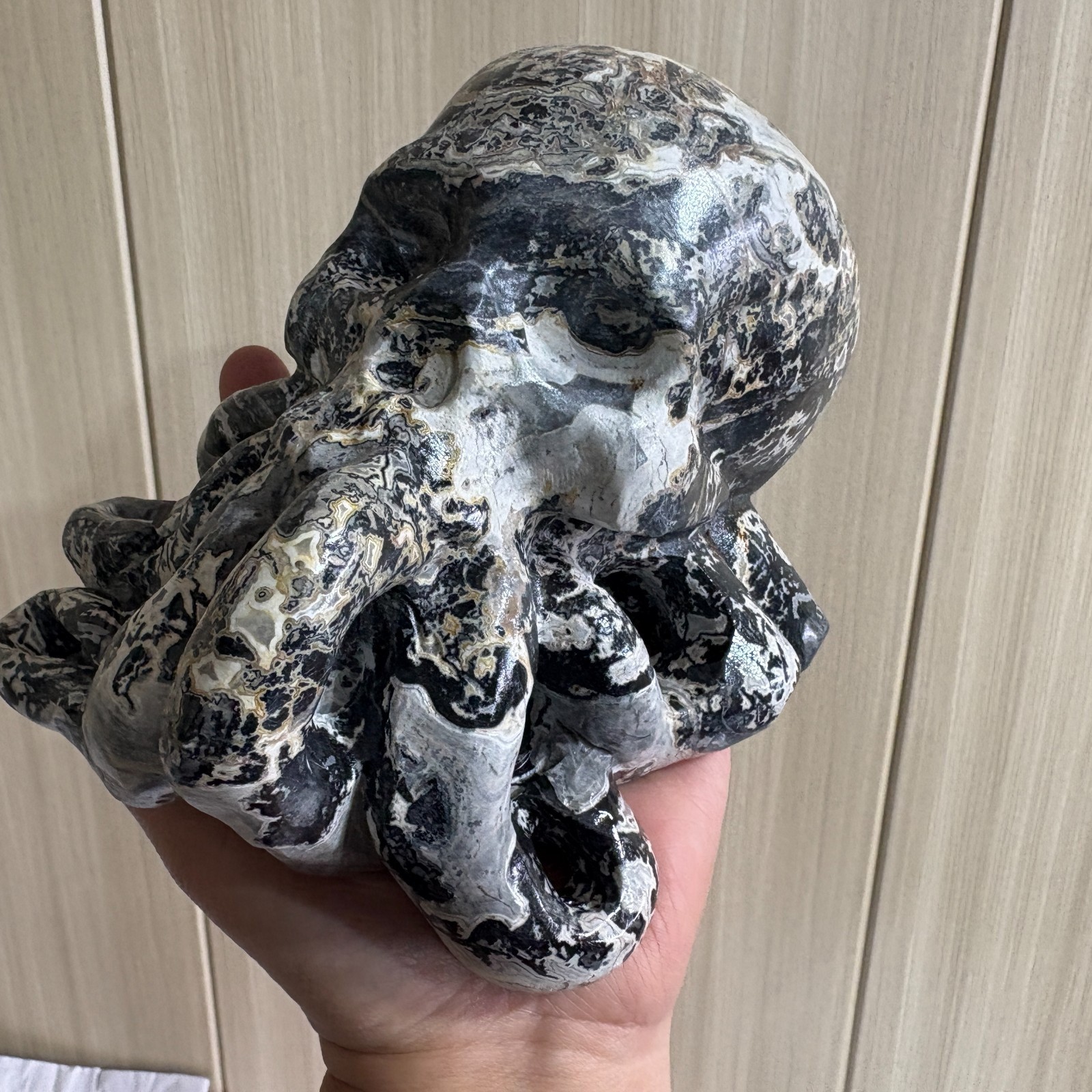 3.9LB Natural Picasso quartz carved octopus crystal skull healing gift
