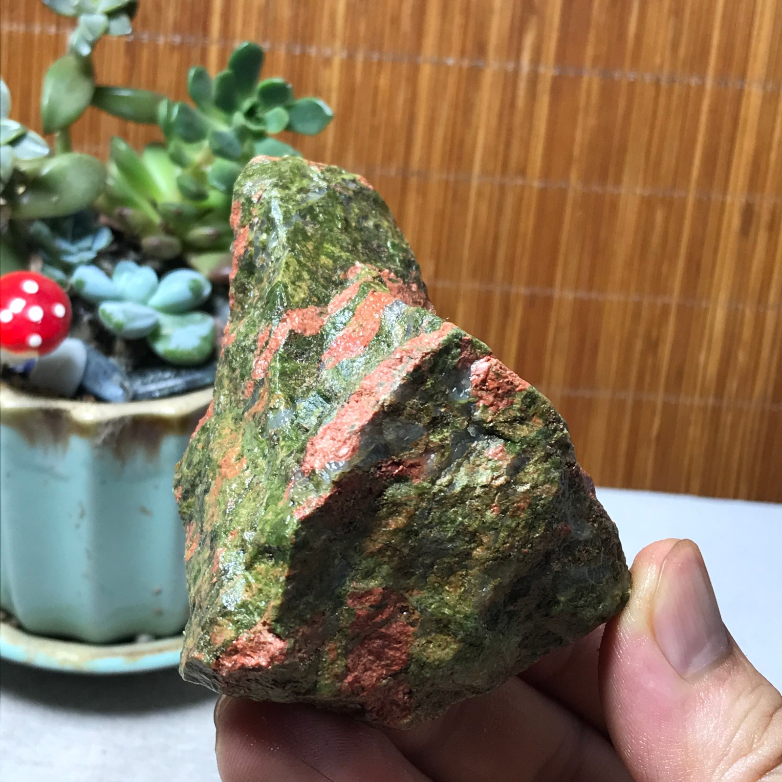 213g Natural Unakite Crystal gemstone Rough Mineral Specimen healing A6356