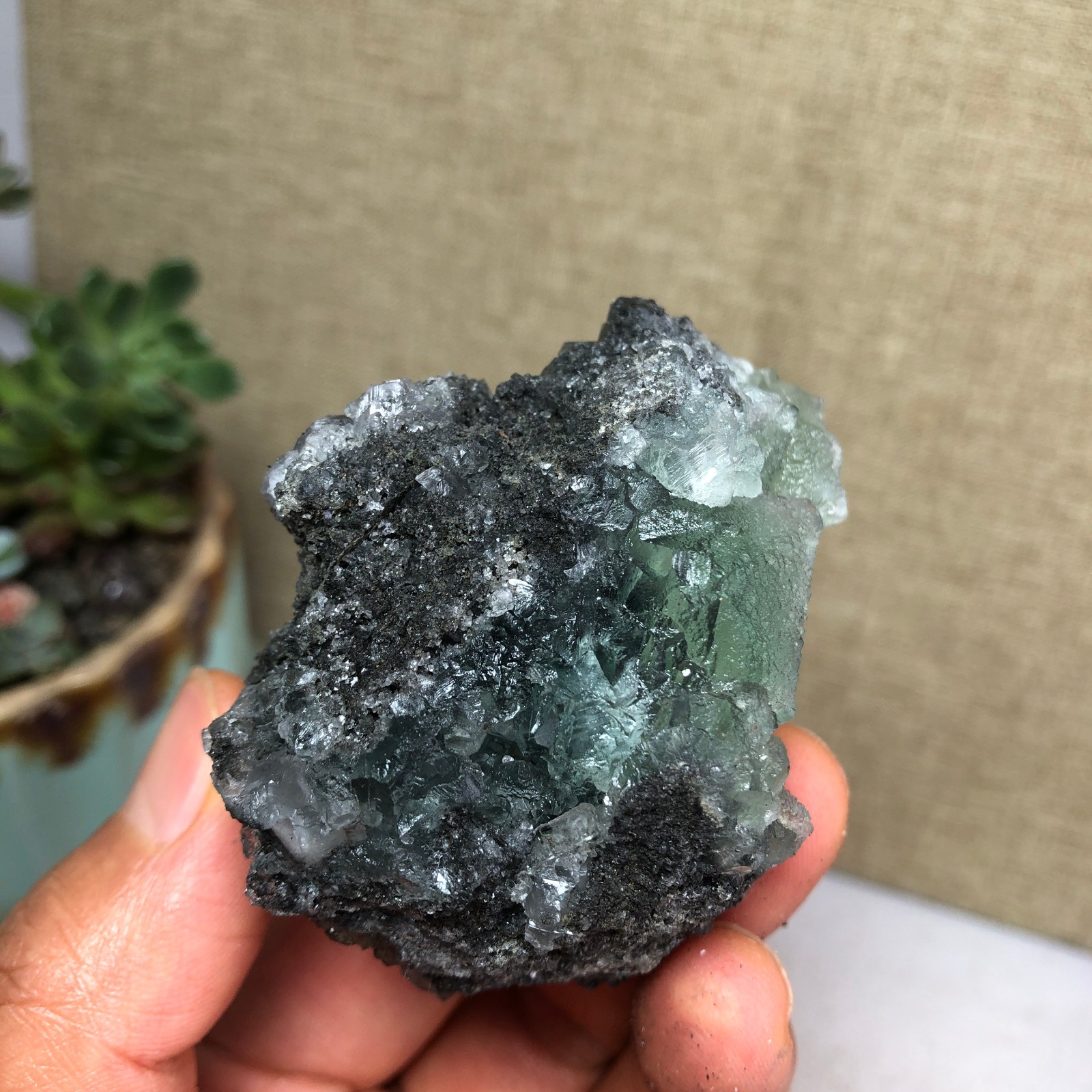 125g NATURAL Green Cubic FLUORITE Crystal Cluster Mineral Specimen A4732