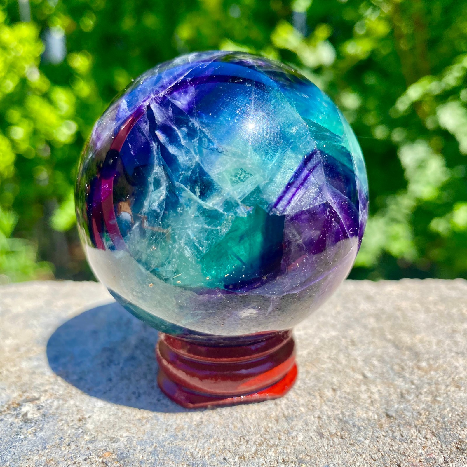 304G natural Green fluorite ball quartz crystal Sphere Reiki energy healing