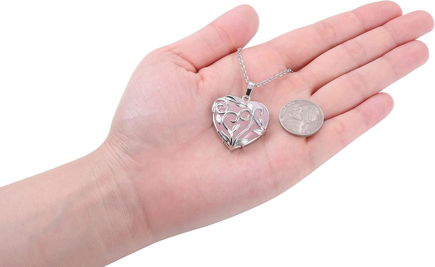 Natural Crystal Heart Necklace Wire Wrapped Reiki Healing Women Gift Box 4 Types