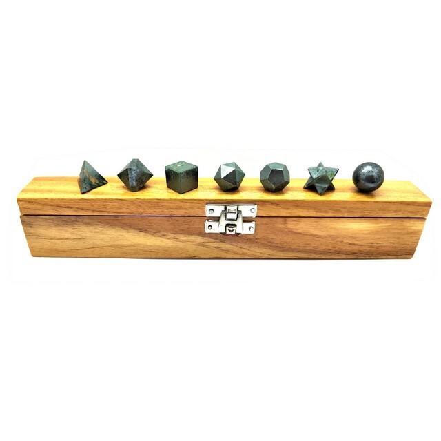Hematite Geometry 7 Pcs Set Hematite Crystal Platonic Solid Shape Natural Stones