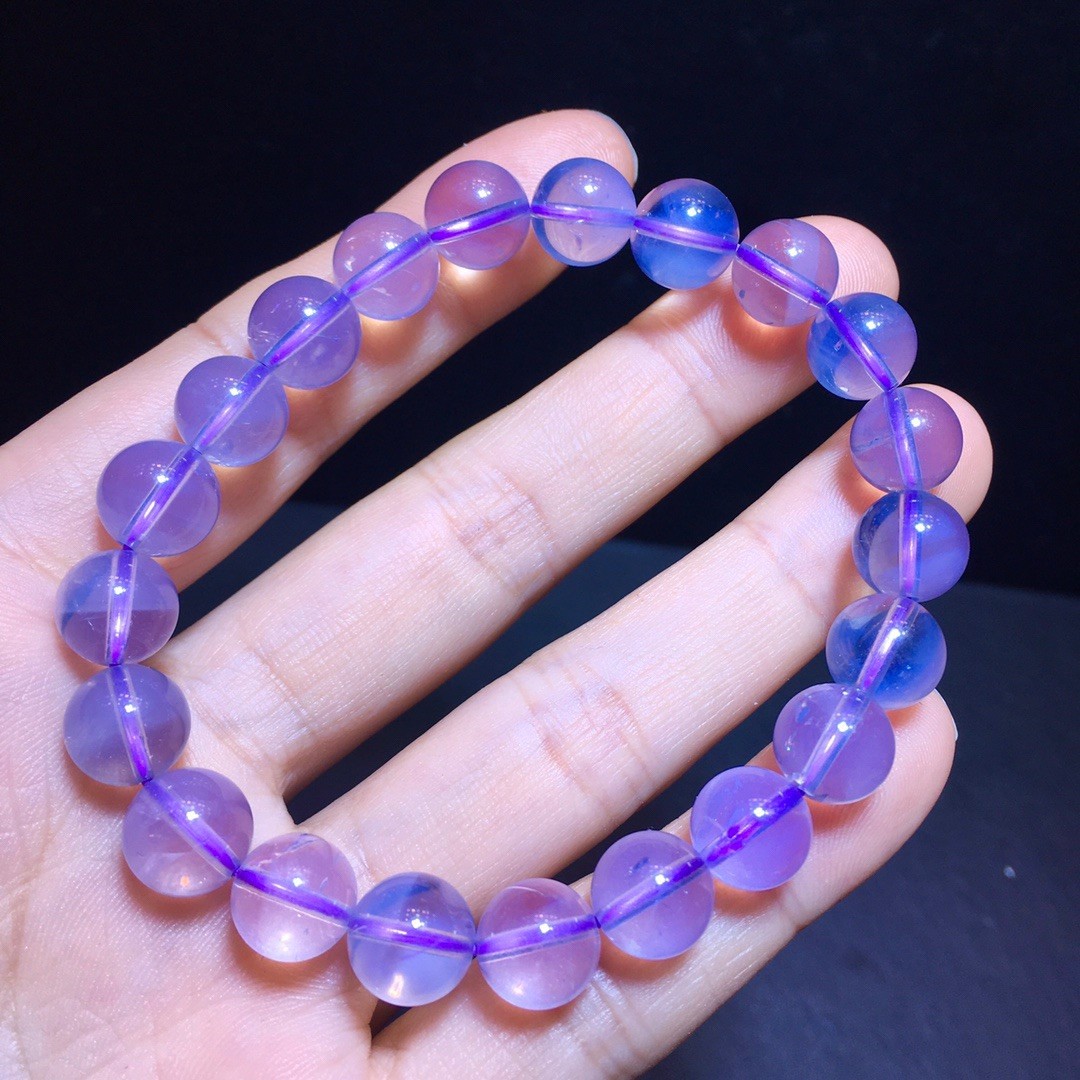 Natural amethyst, lilac and purple cream through-body bracelet