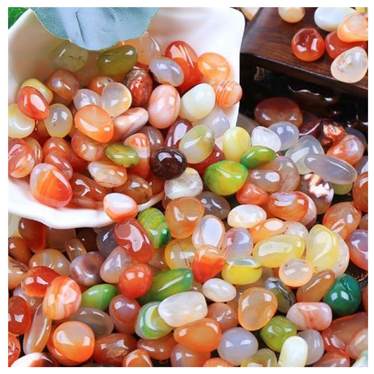 100 Pcs Mixed Agate Stone Tumbled Stones Natural Bulk Assorted Tumbled Polish…