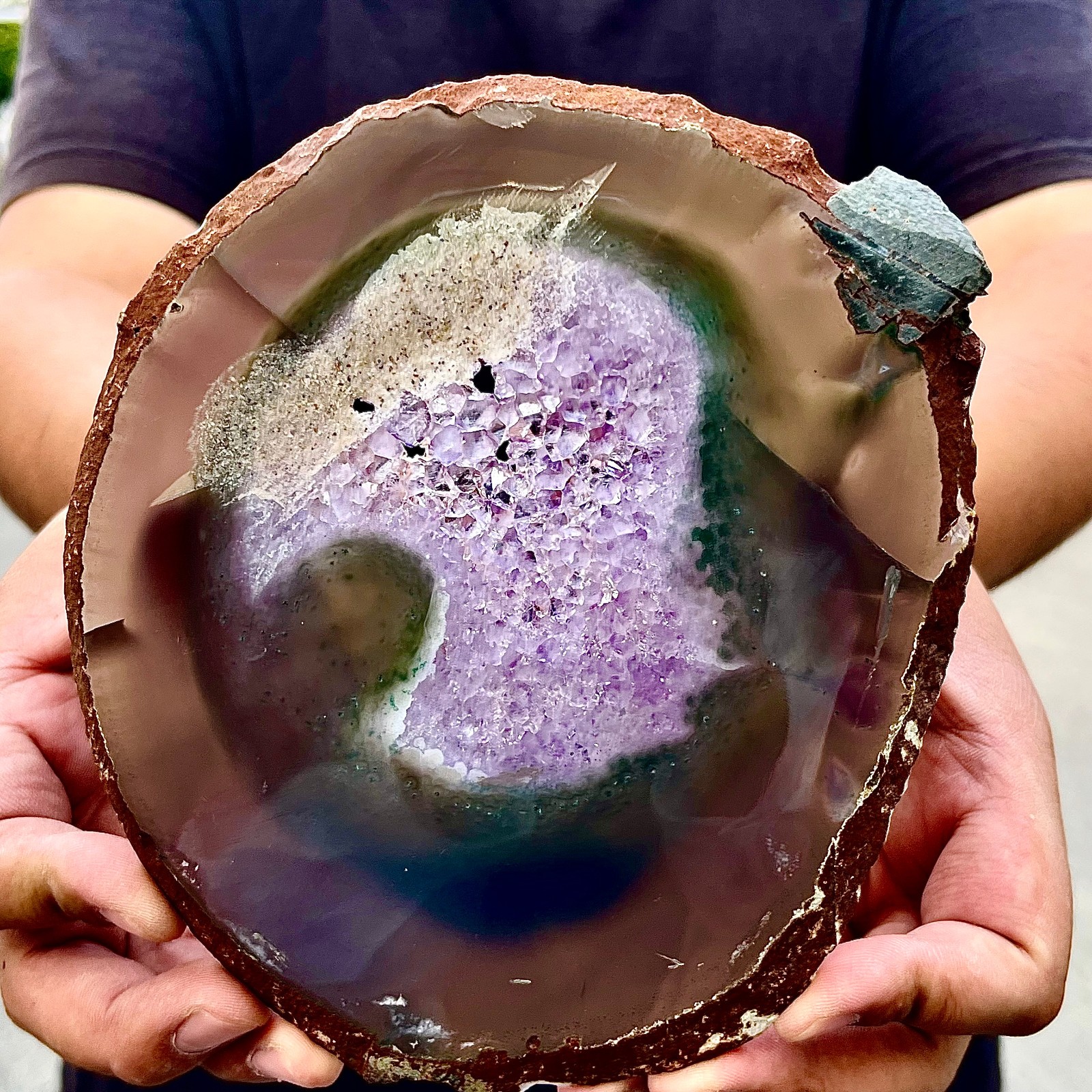 1.08LB Natural Amethyst Agate Crystal Hand cut Piece Specimen Healing