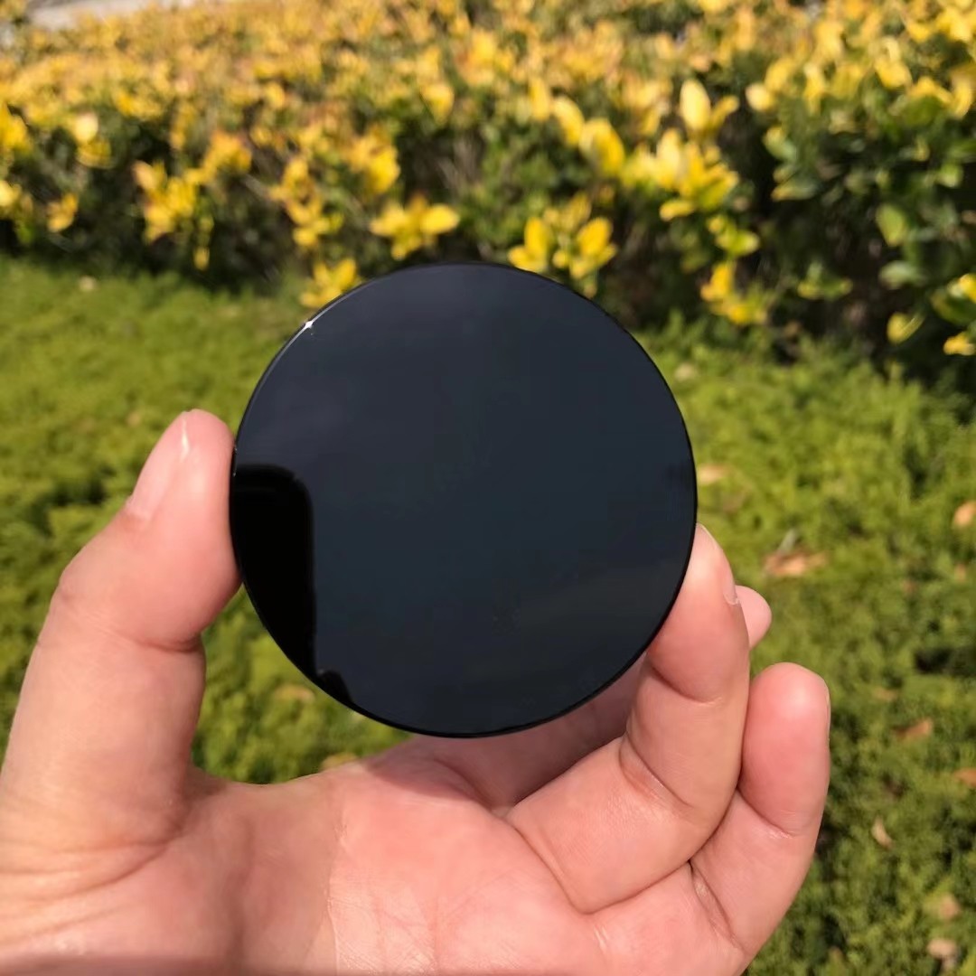 Natural Obsidian Mirror,Obsidian Wafer,Crystal Disk,Reiki Crystal Gift + stand