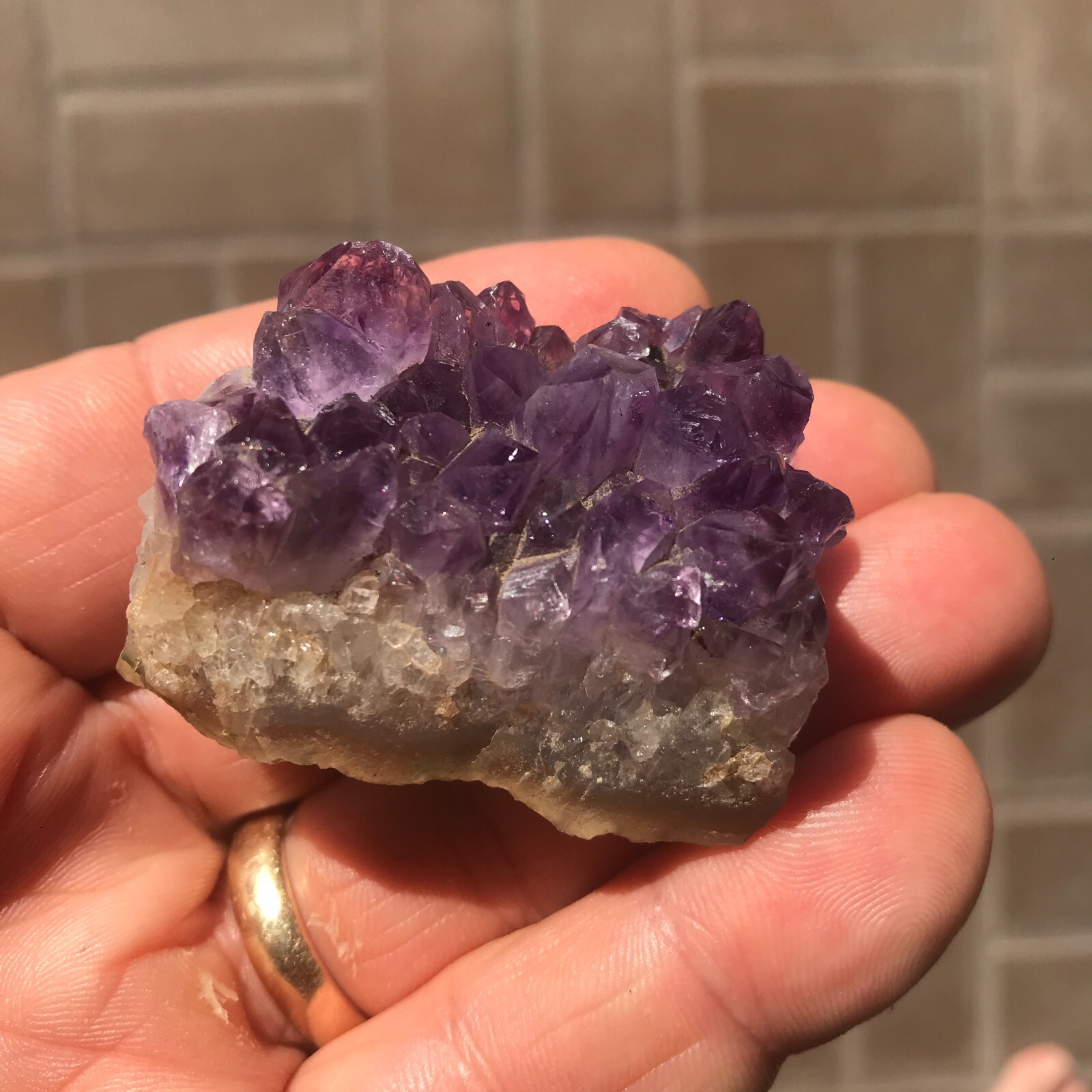 Natural Purple Amethyst Crystal Palm Stone Cluster Geode 2.5 oz 1 7/8 x 1 1/2 in