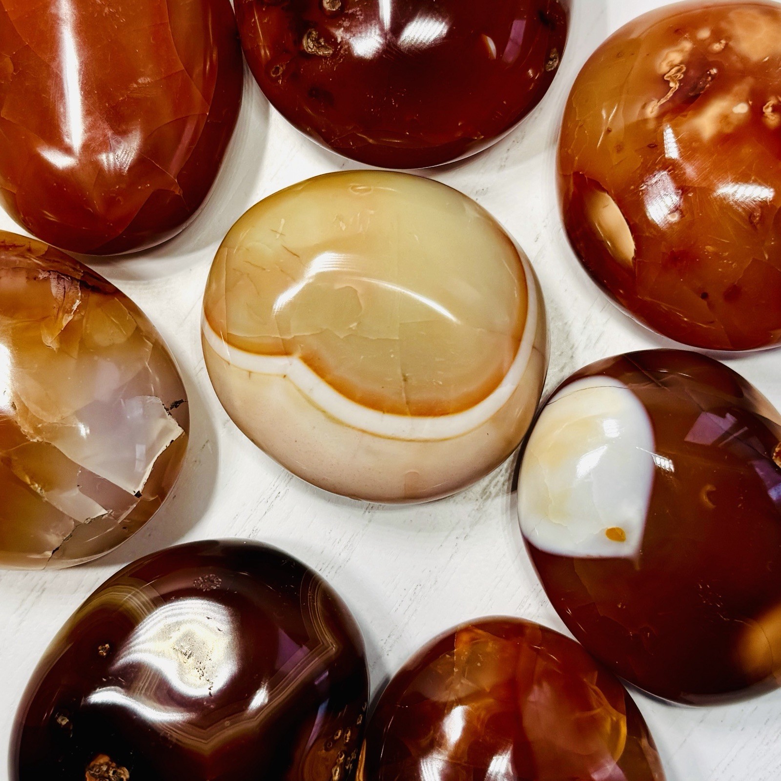 10 LB Carnelian Agate Palm Stone / Worry Stone Wholesale Bulk Lot