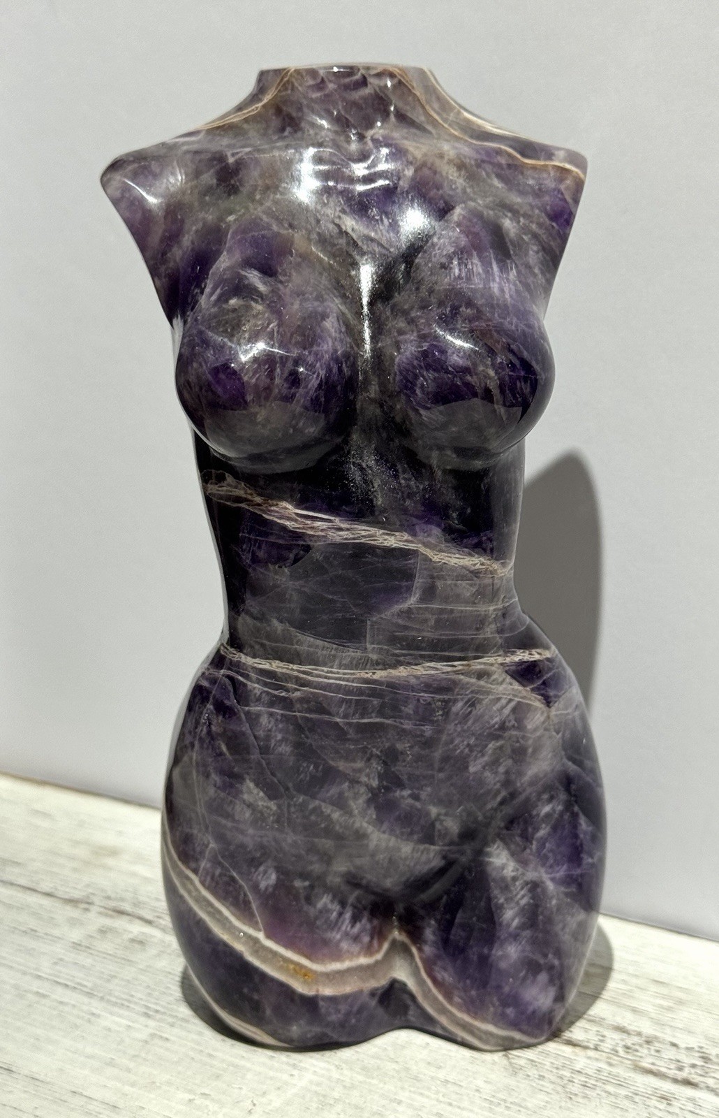 Dream Amethyst Goddess Body 7” Natural Stone Carving- Medium Sized
