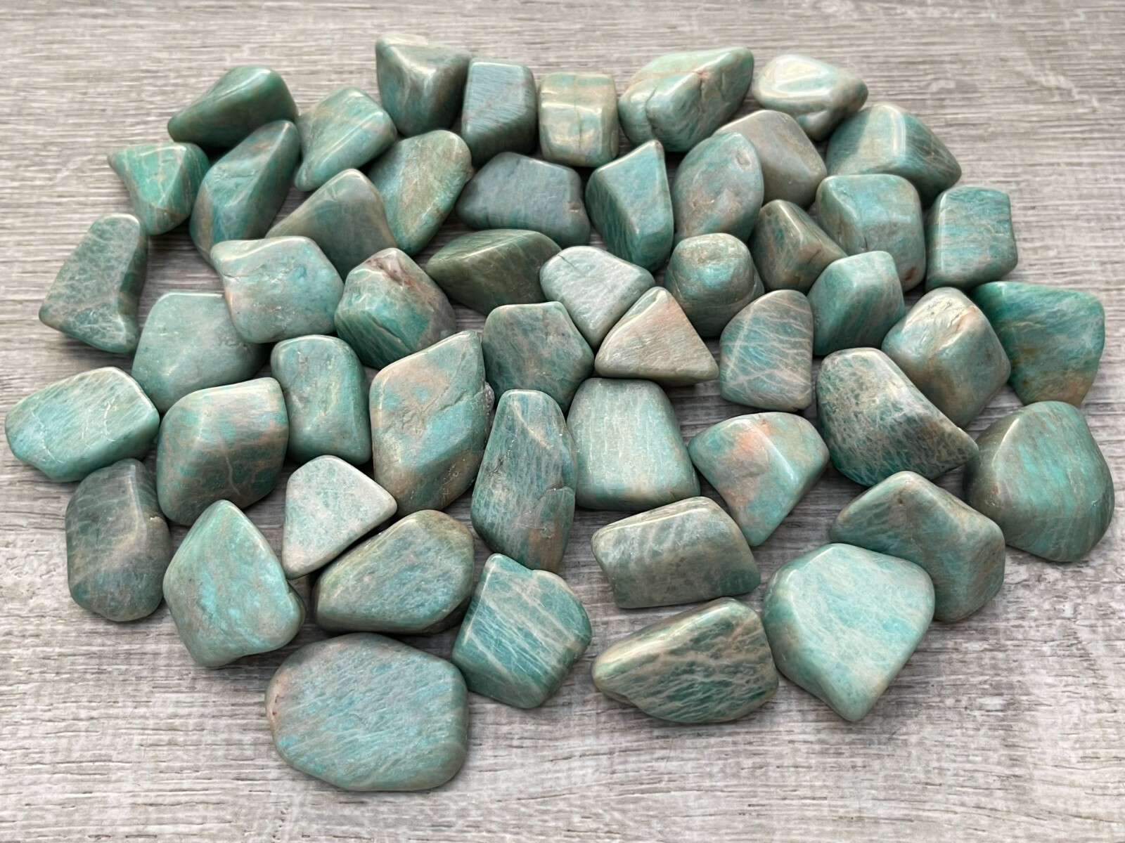 Grade A++Amazonite Tumbled Stones, 0.8″-1.25″ Polished Amazonite, Wholesale Lots