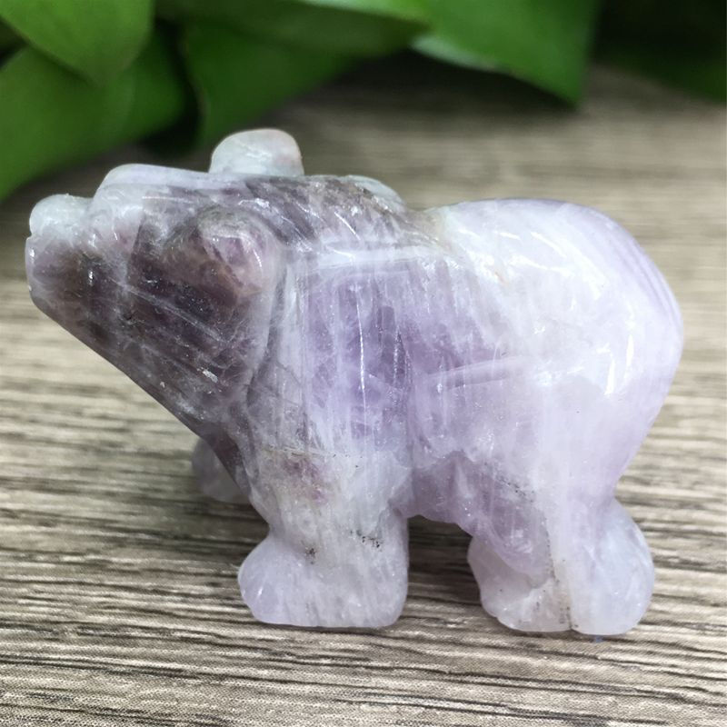 Natural Dreamy Amethyst Quartz Crystal Carved Polar Bear Healing Animal Statue