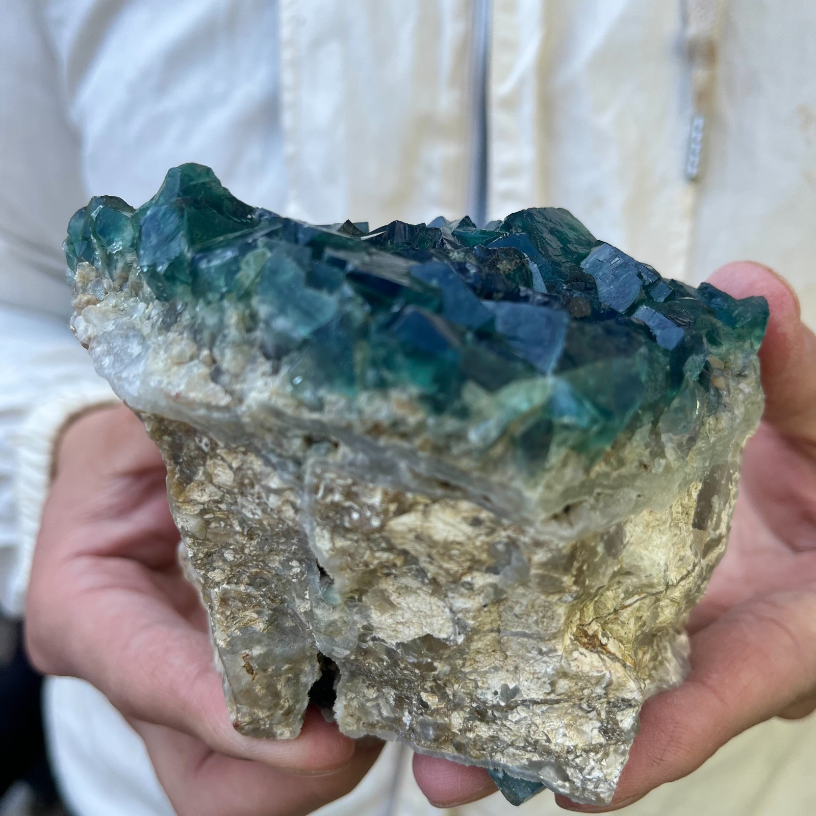 1.8LB Natural cubic green fluorite crystal cluster rough mineral specimen