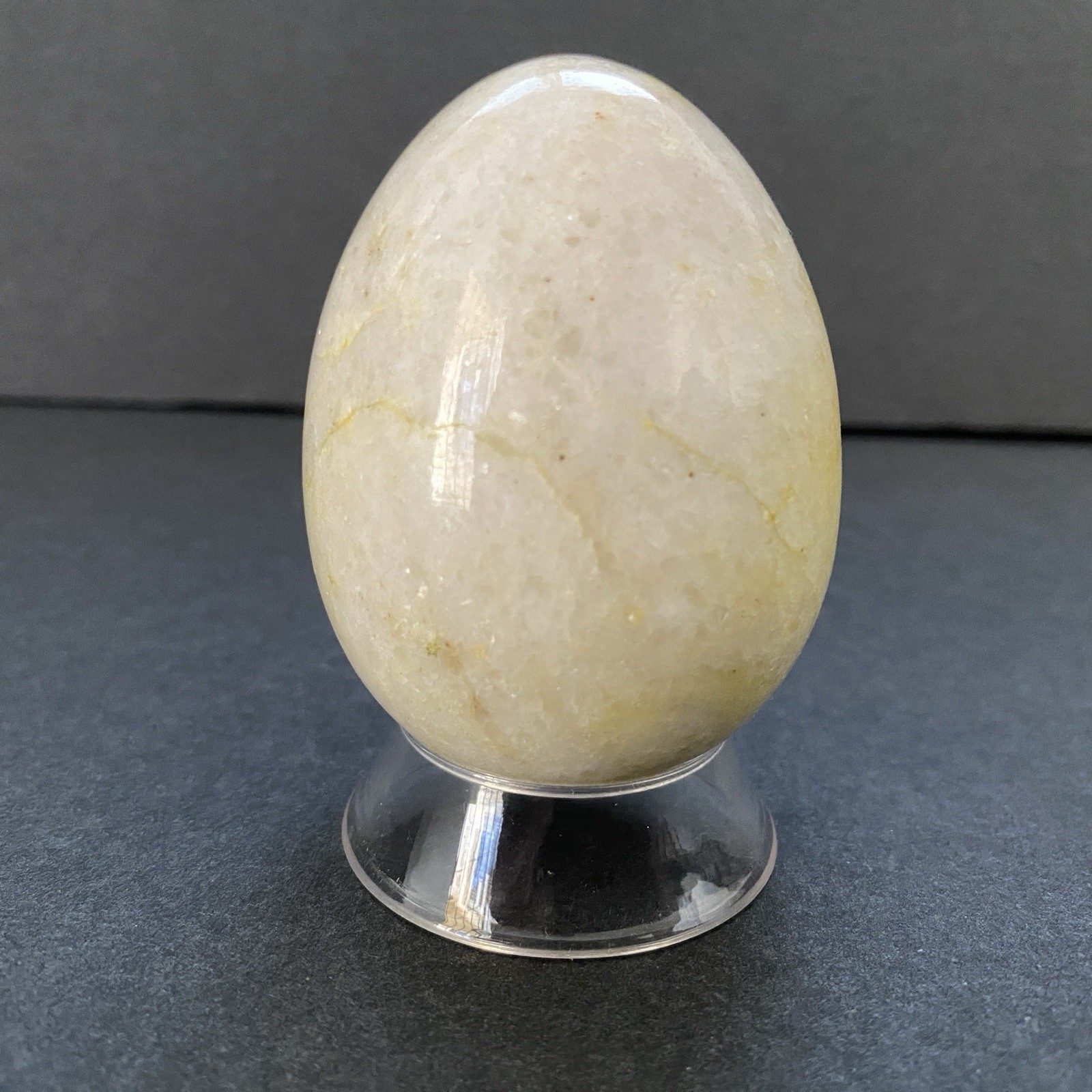 Natural Onyx Stone Egg With Stand Hand Polished Banded Agate Calcite Crystal