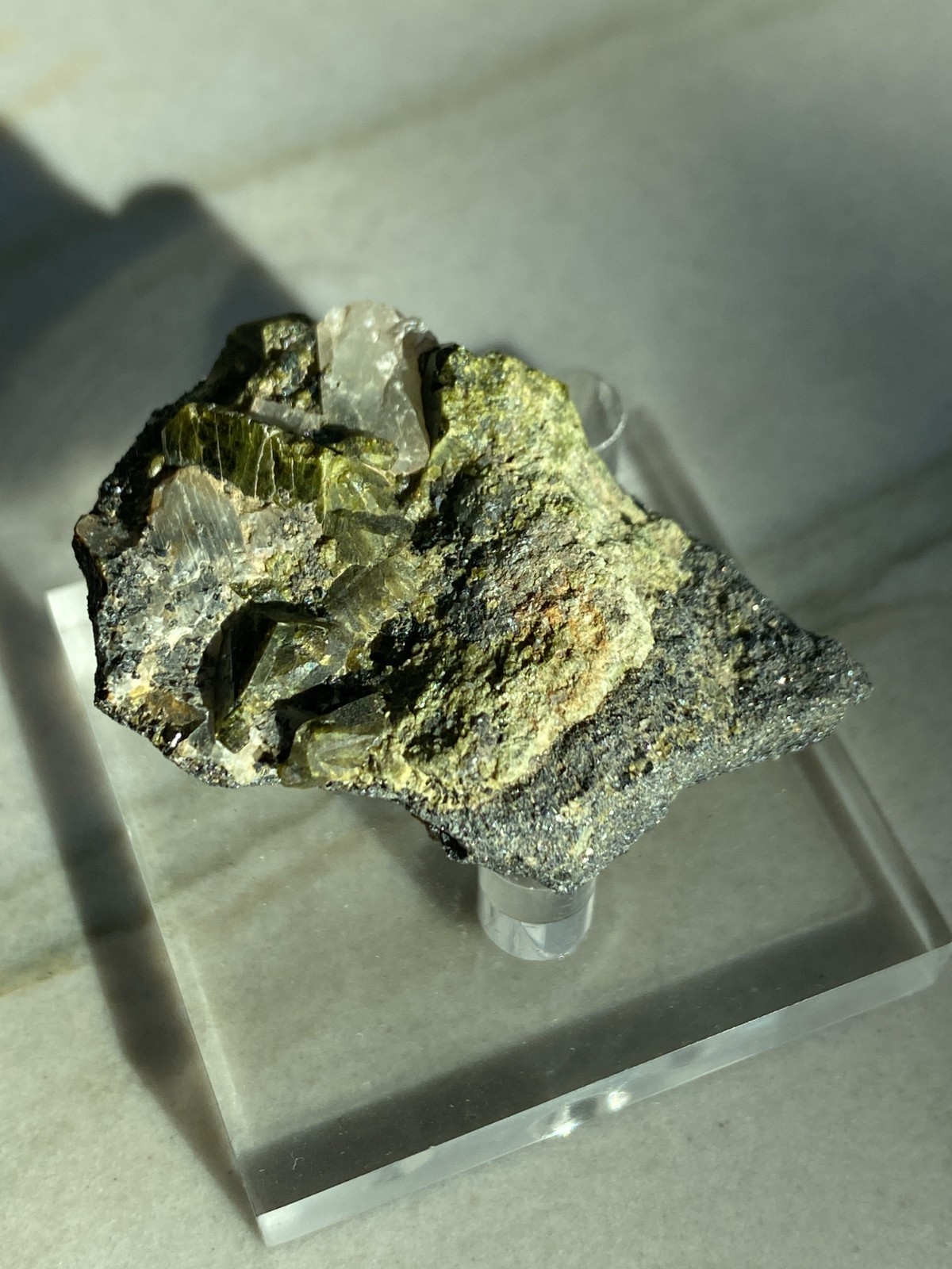 Epidote, Magnetite, Quartz Specimen, Calumet Iron Mine, Chafee Co., Colorado
