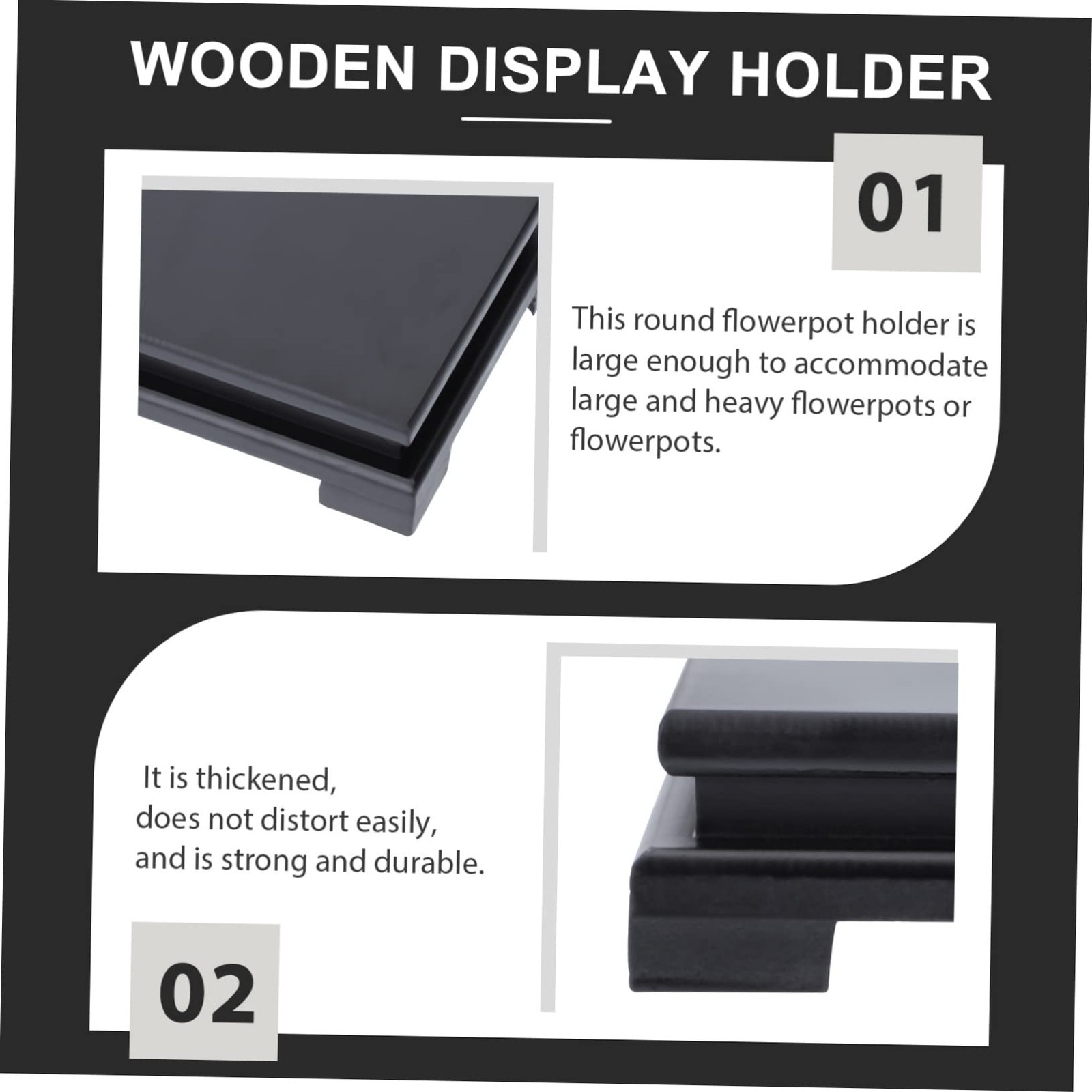 5.90×5.90×3.77 Inch Square Wood Display Base Stand Pedestal For Plant Pot