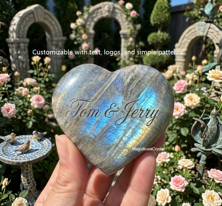 Custom Engraved Natural Crystal Personalized Text Logo Image Healing Stone