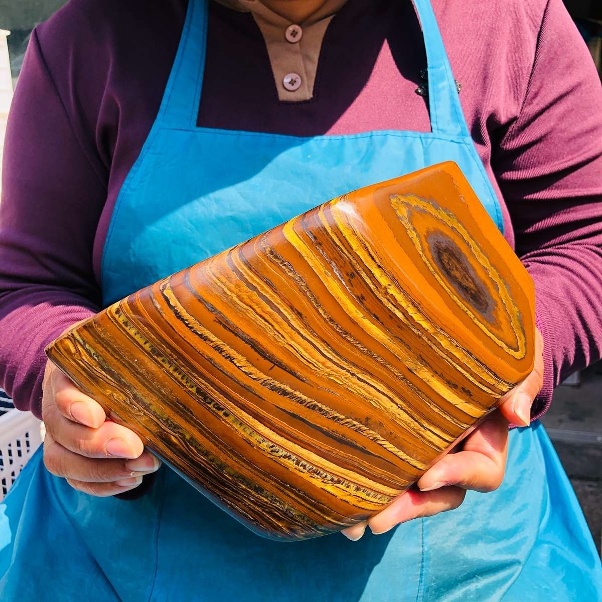 3660G Large Natural Tiger’s Eye Quartz Crystal Rough Mineral Specimen MH5339