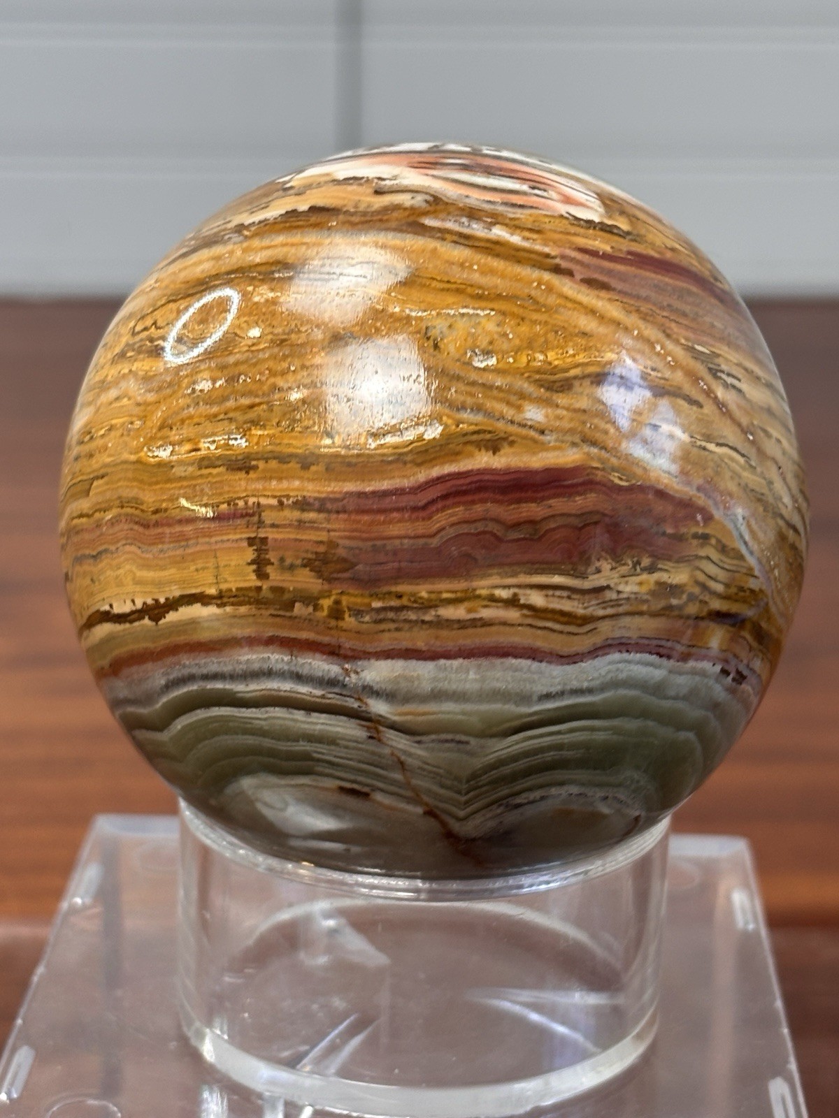Banded Onyx sphere brown green combination Crystal Ball healing