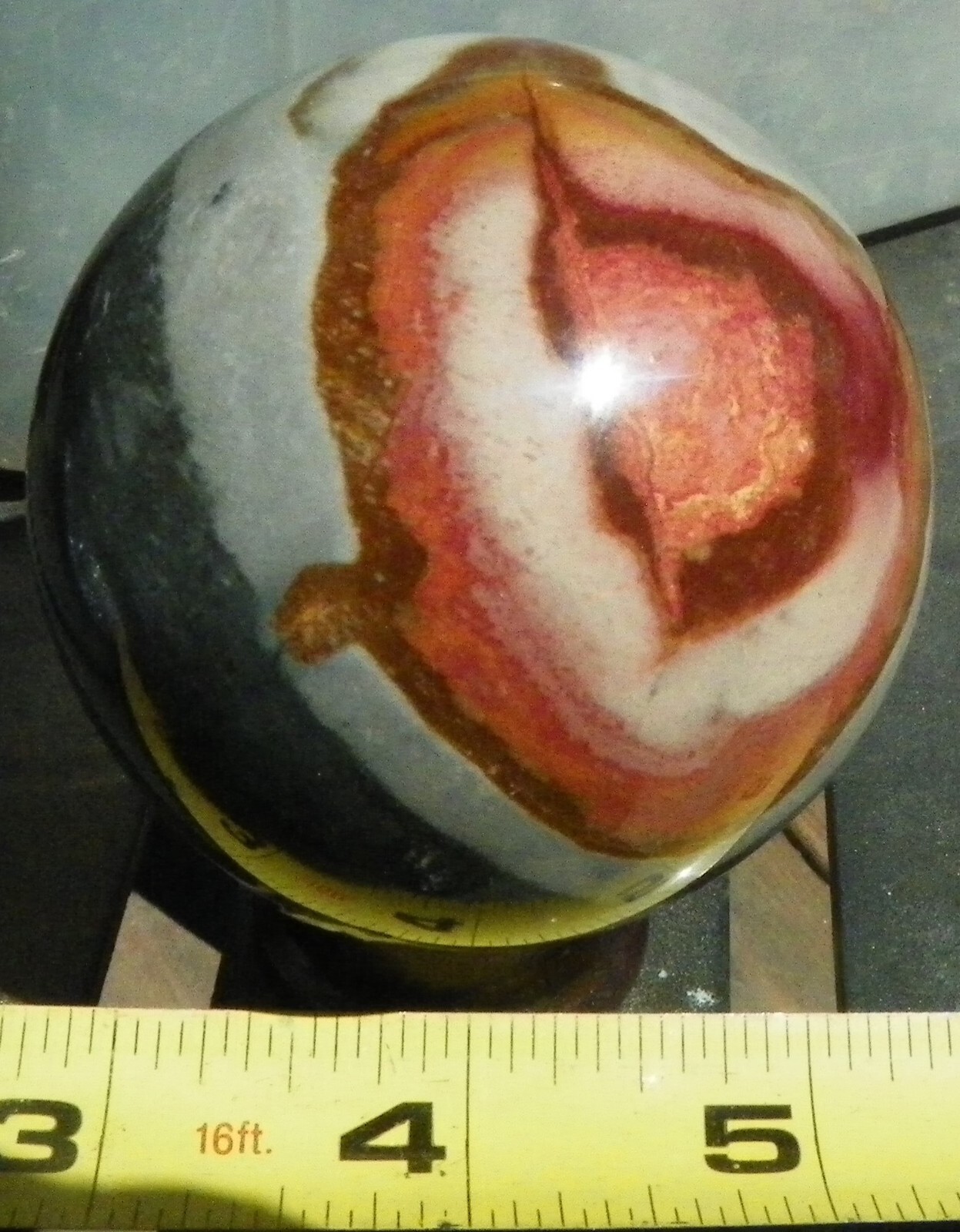 Poly Chrome Jasper Sphere, from Madagascar. 2.4″ Diameter, w/stand.
