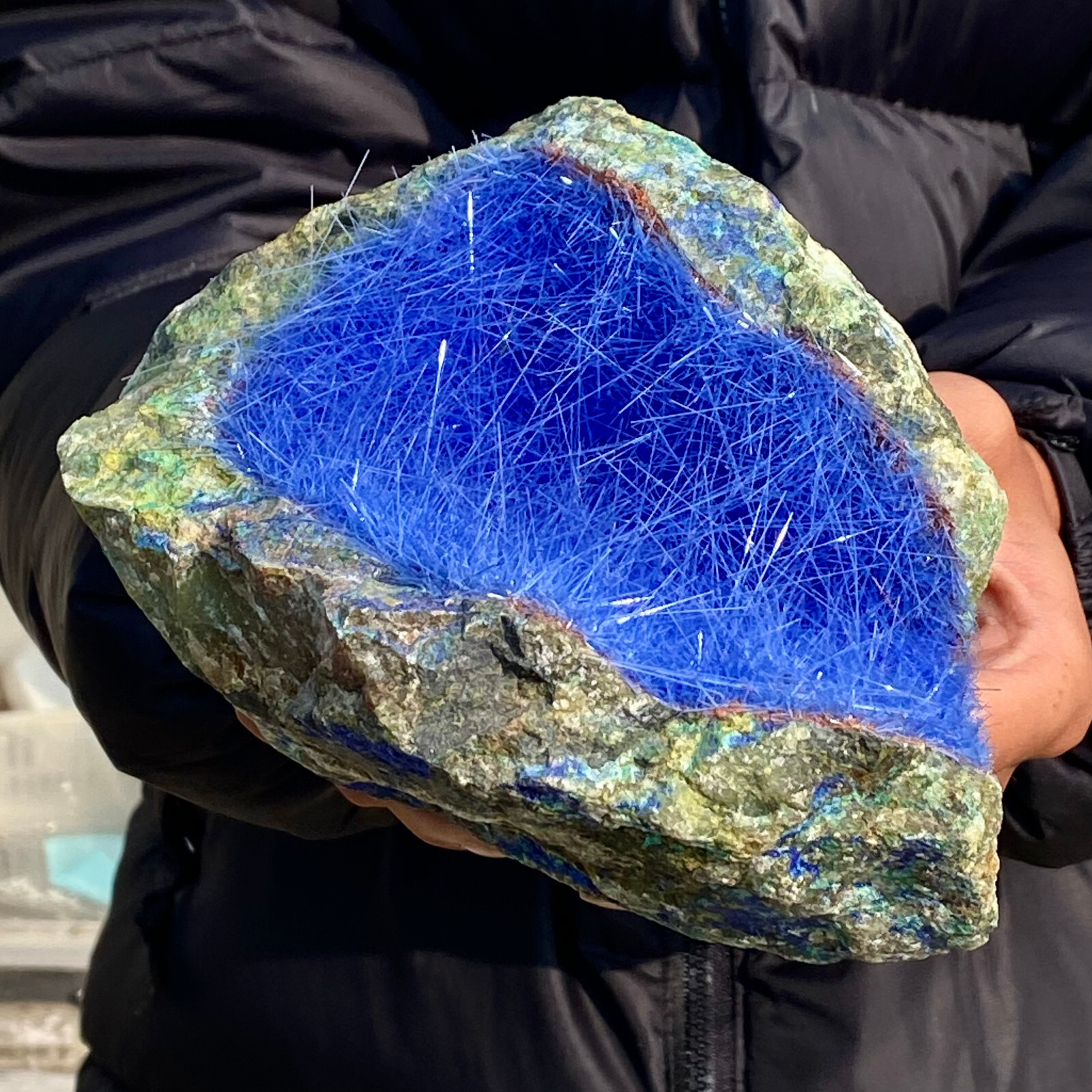 5.38LB Natural Blue Needle Iron Ore Mineral , Original Ore Quartz Crystal