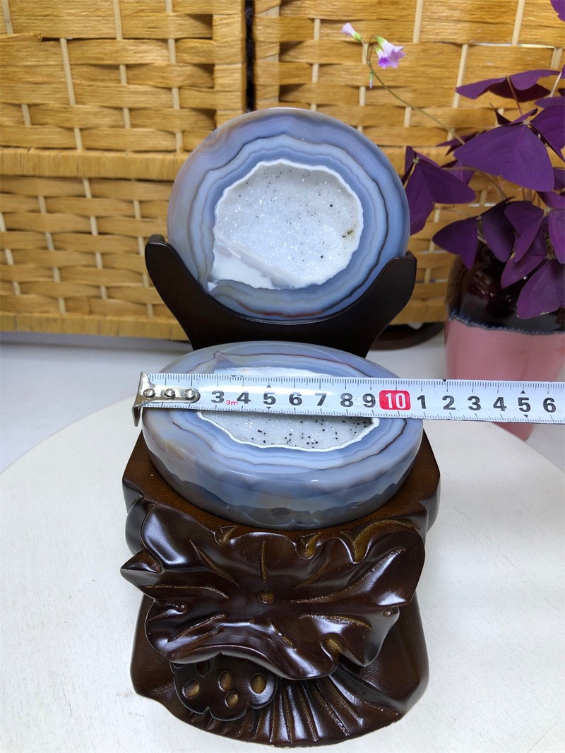 4.9LB Natural Agate Geode Quartz Crystal Cornucopia Treasure Bowl Healing +Stand