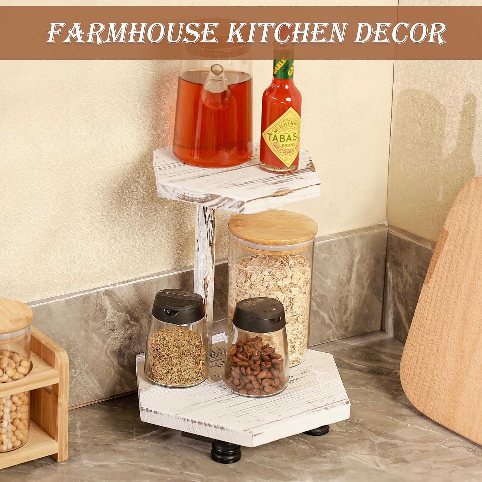 Hexagonal Wood Riser For Display 2pack Wood Farmhouse Riser For Kitchen Bathroom
