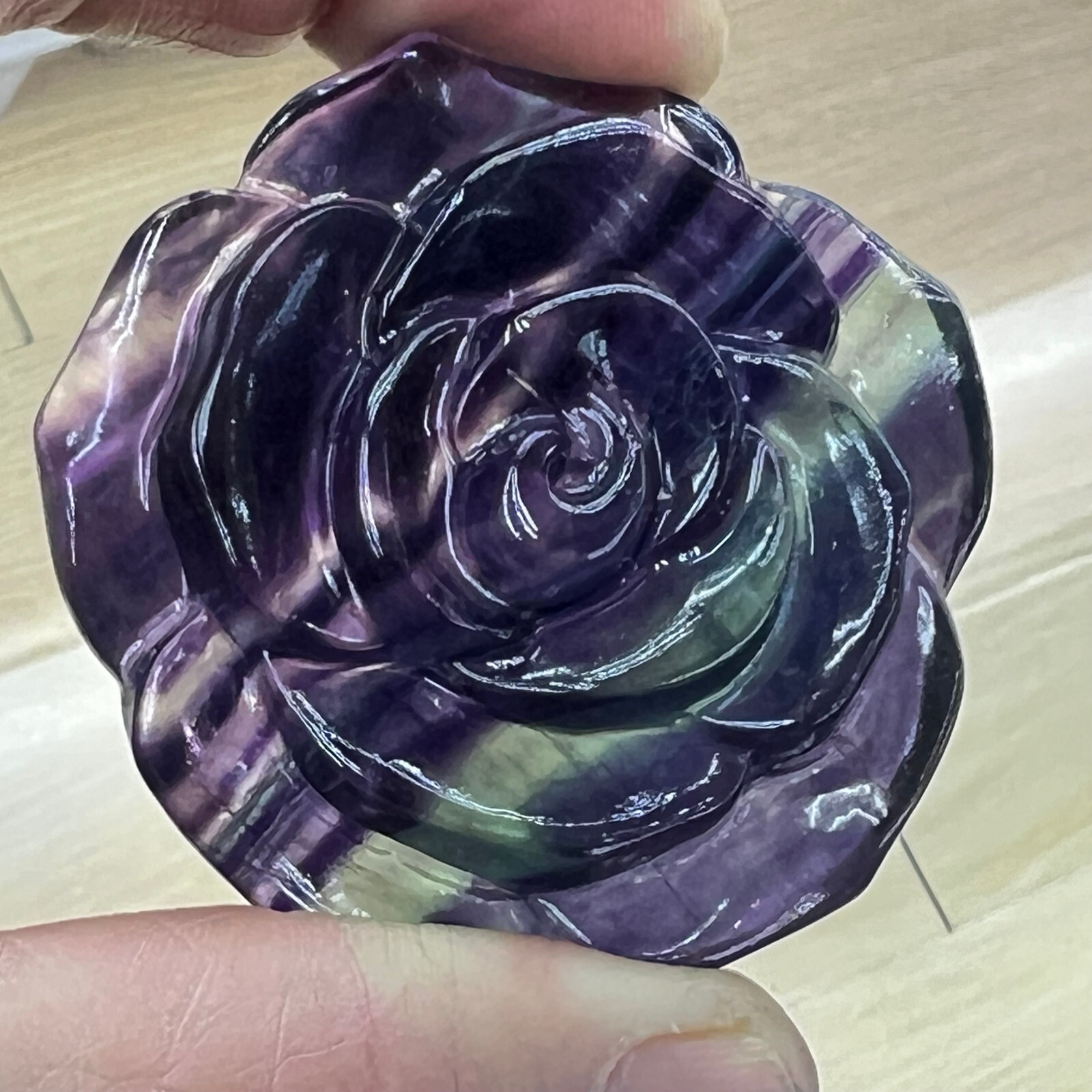 2″+Natural Colorful fluor Quartz Hand Carved flower skull Crystal Healing 1pc
