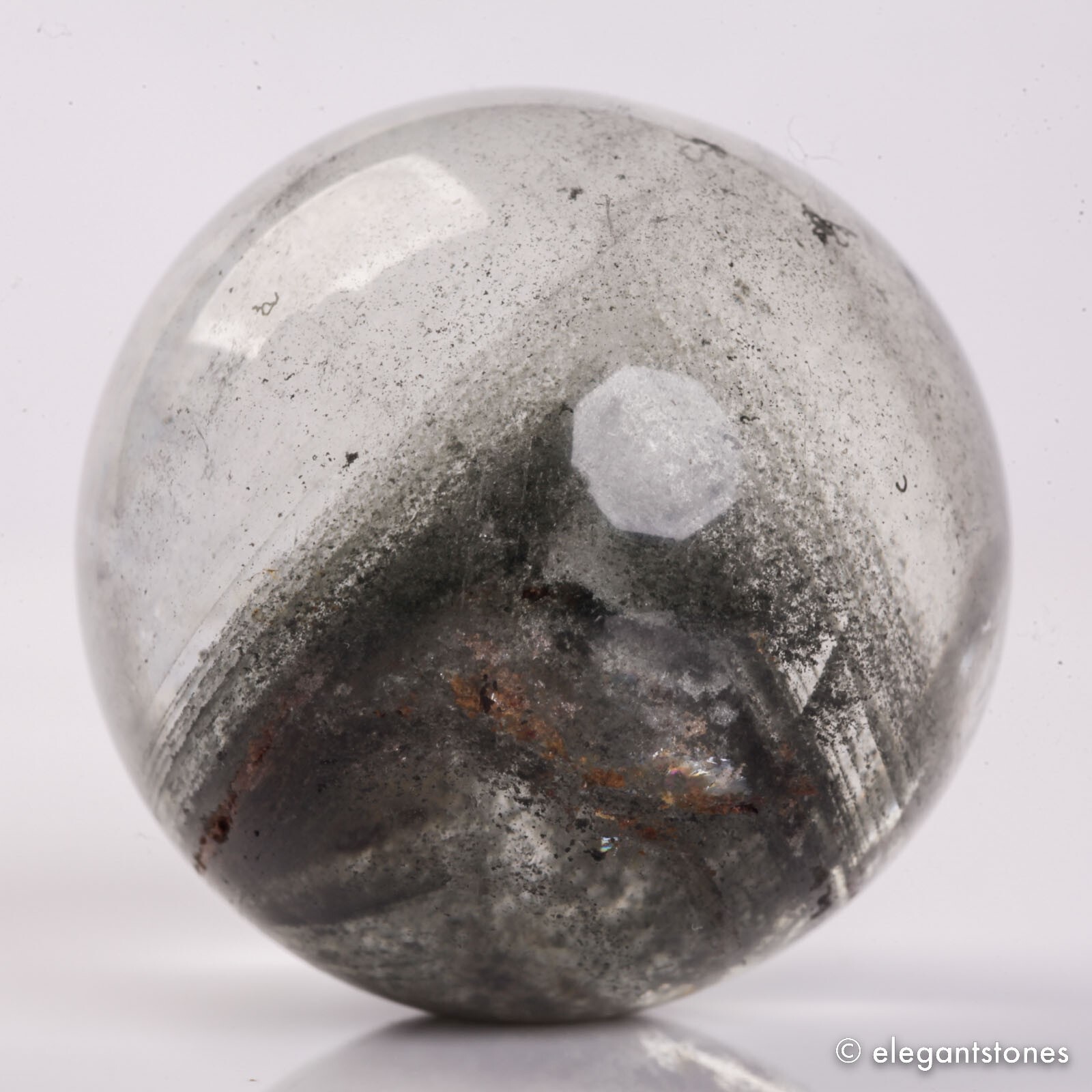 91g40mm Natural Garden/Phantom/Ghost/Lodolite Quartz Crystal Sphere Healing Ball