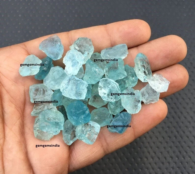 10 Piece Excellent Blue Aquamarine Raw Size 12-14 MM Aquamarine Rough Stone Bulk