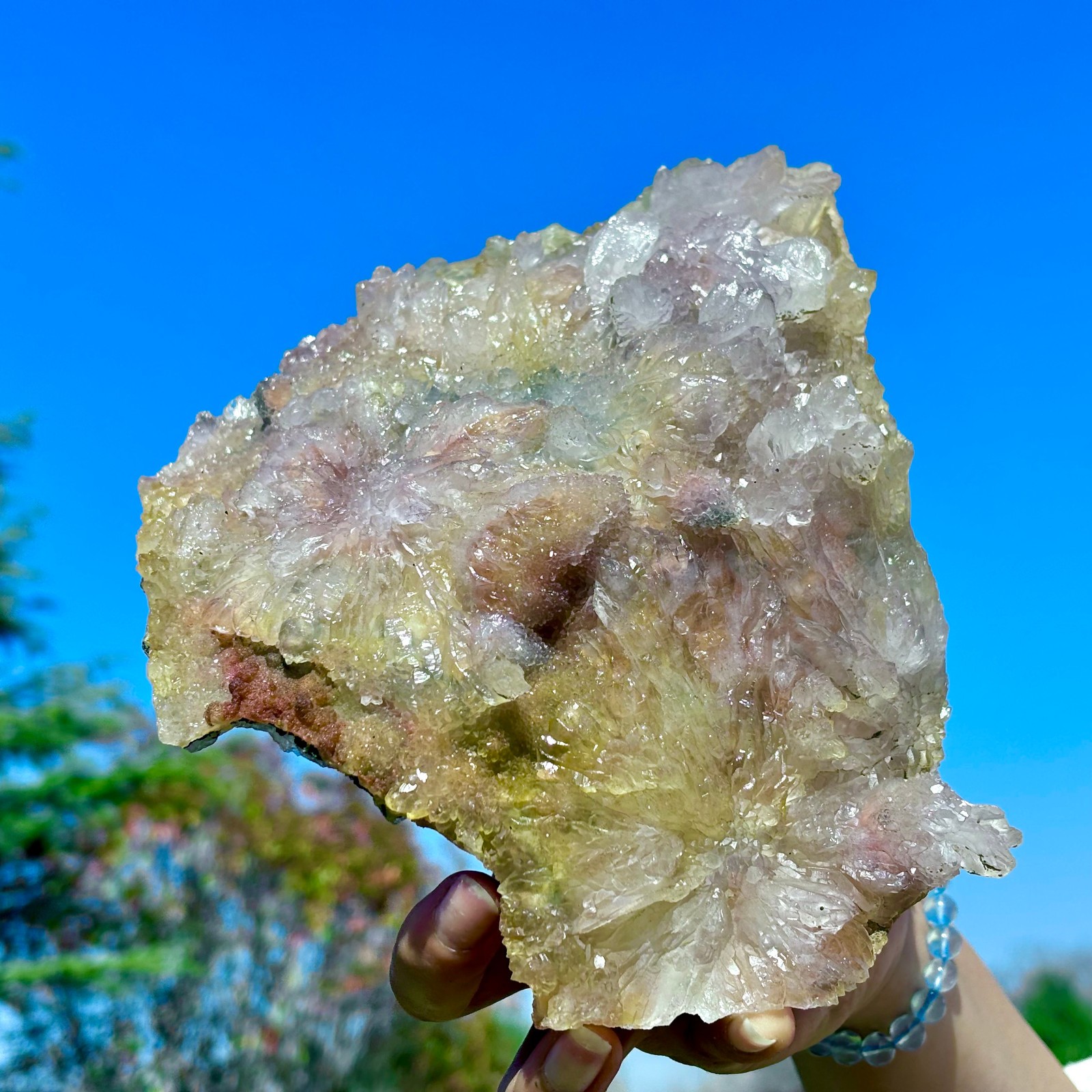 2.08LB Rare Natural Transparent Sunflower Fluorite Mineral Crystal Sample/China