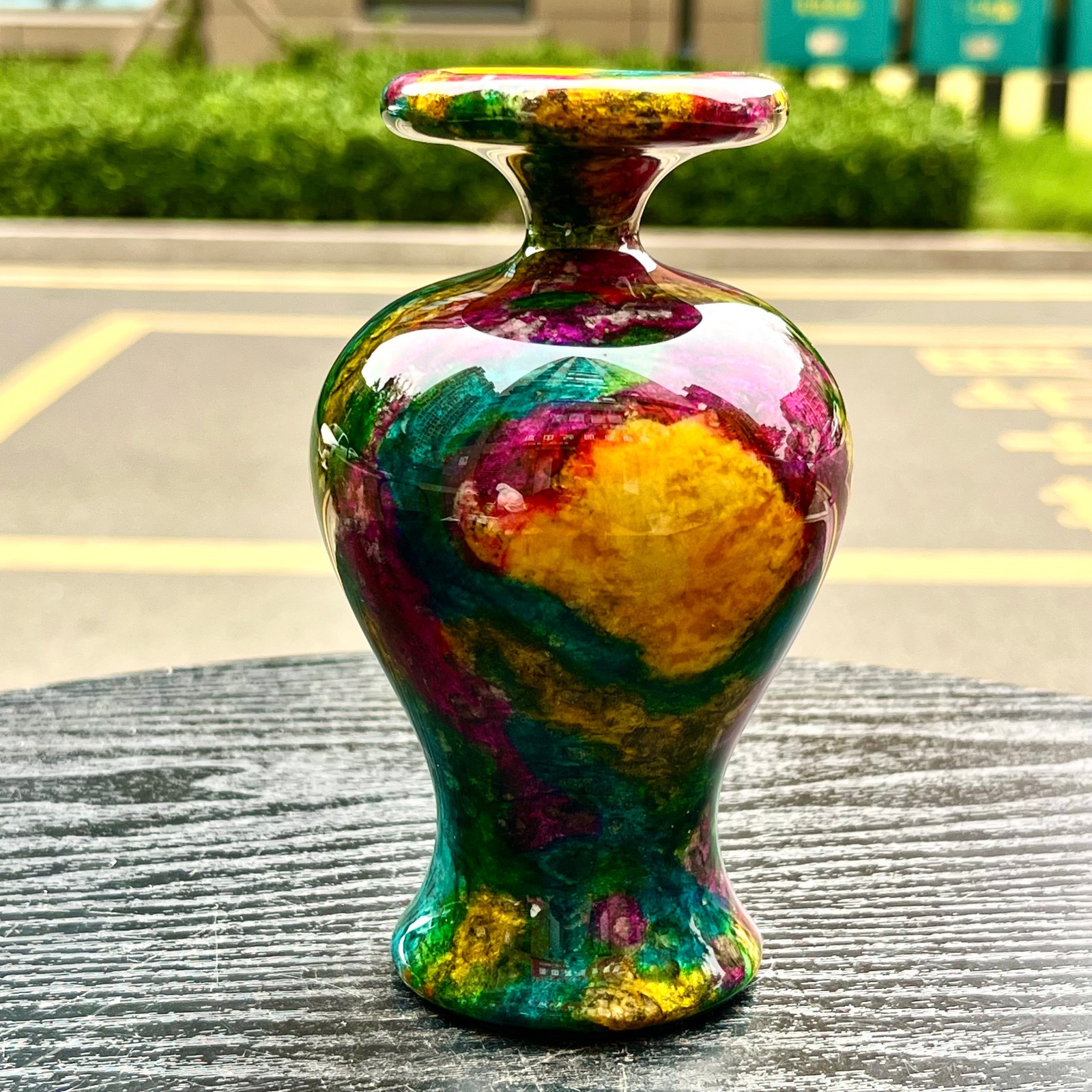 1.91LB Natural “Seven Colors Jade” vase specimen -Taiwan China