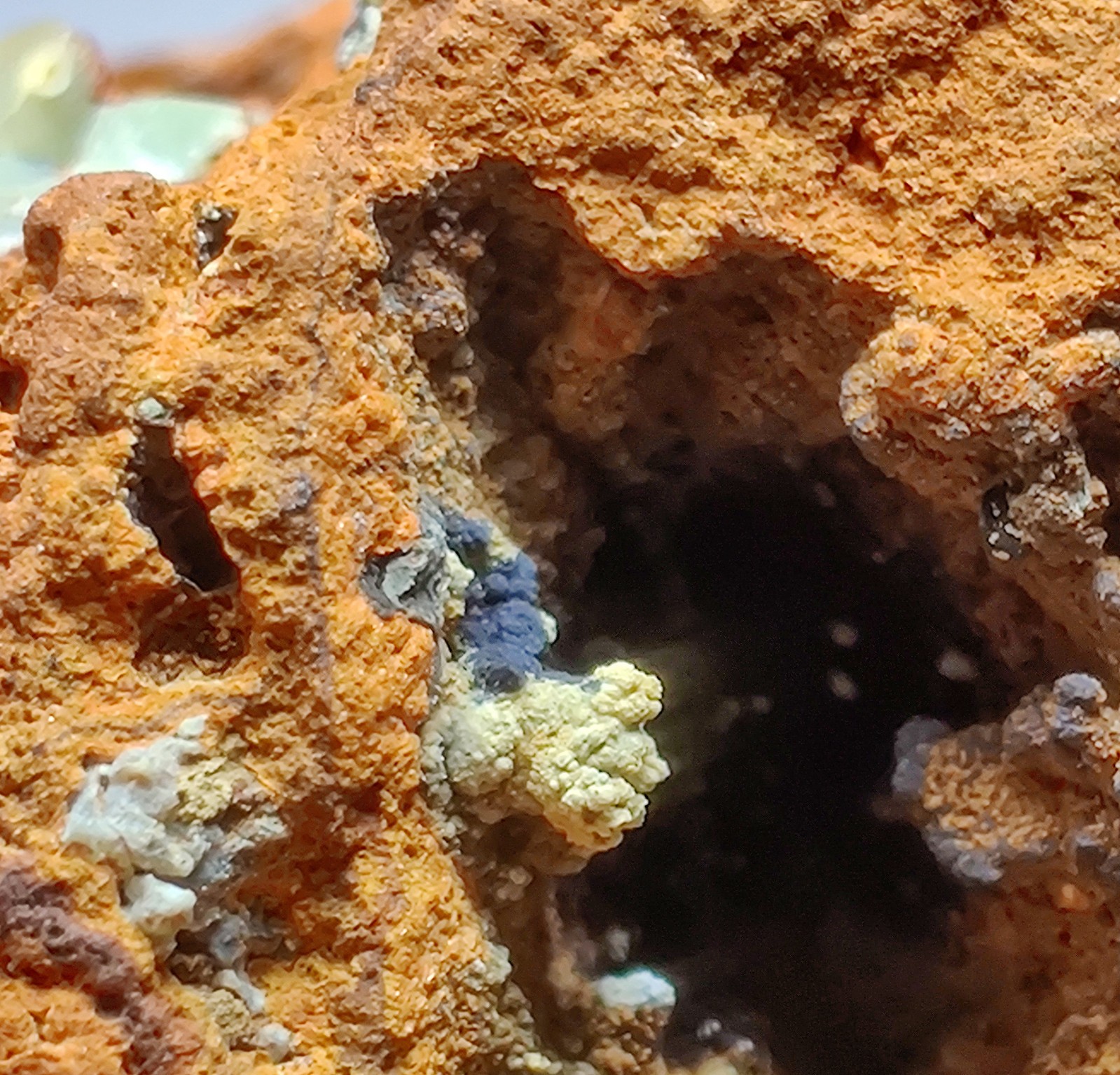 Fluorescent Adamite, Smithsonite on Limonite. Ojuela Mine, Mexico. 163 grams.