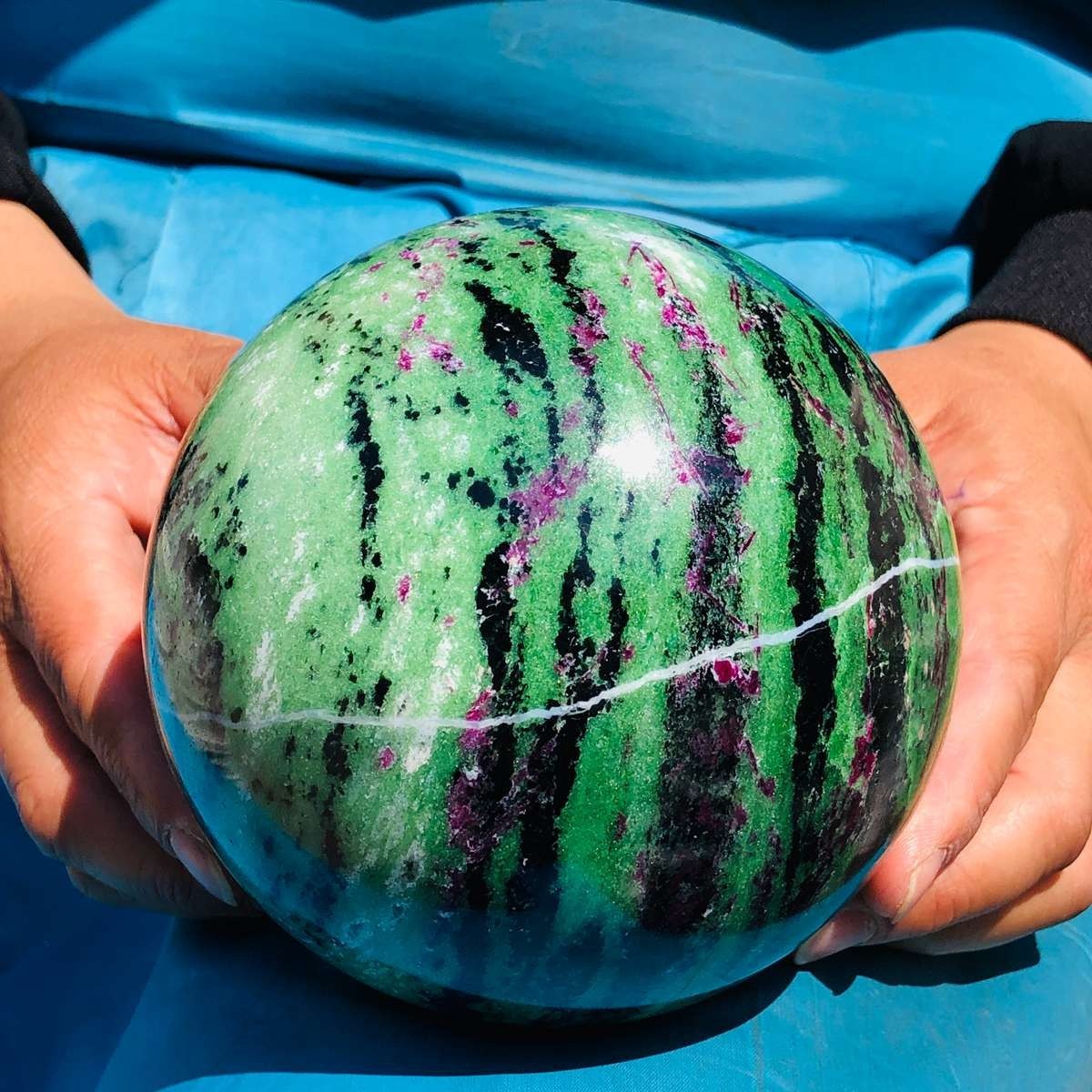5.67 LB Large Natural Ruby Zoisite Sphere Crystal Healing Stone Specimen 5158