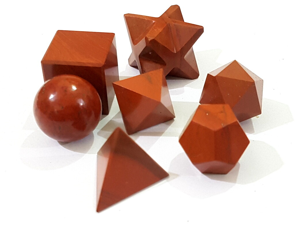 Red Jasper Sacred Platonic Geometry Set of 7 Shapes Reiki Chakra Set Healing
