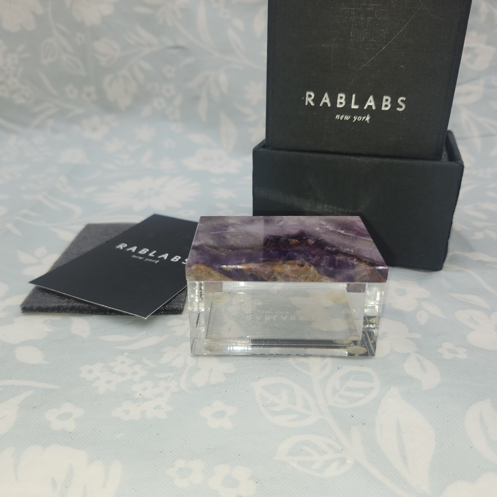 NEW RABLABS RARE Adorado LUCITE BOX Moss Agate purple trinket