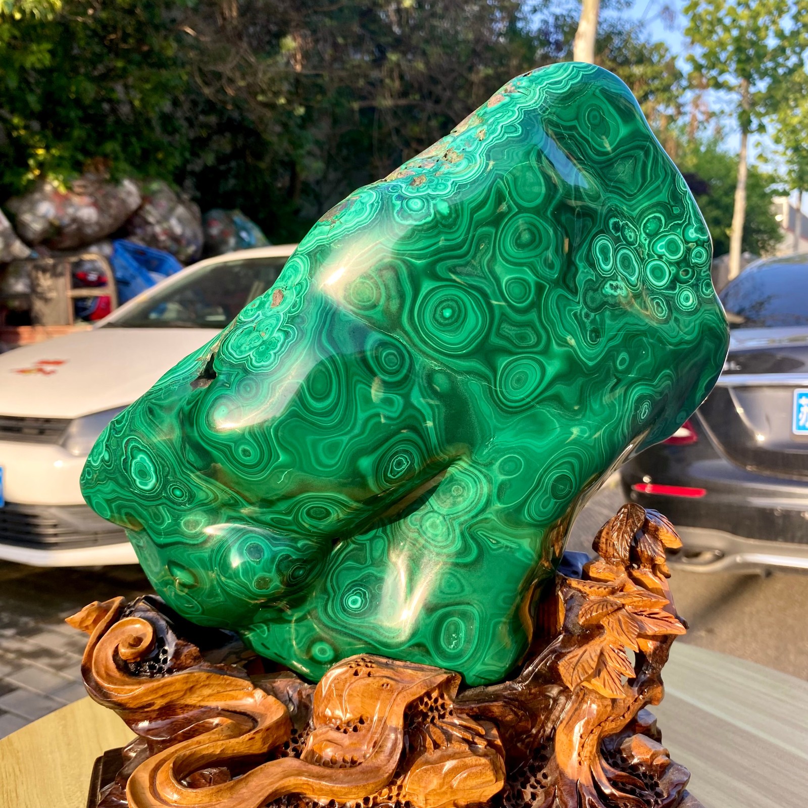 27.84LB Natural Polished Malachite Mineral freeform specimen Reiki Stone